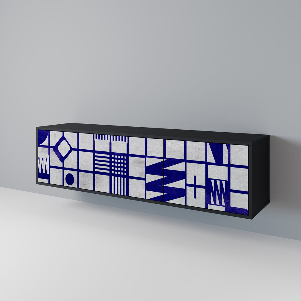 THE RIGHT PLACES Móvel de TV com 3 Portas em Acabamento Preto