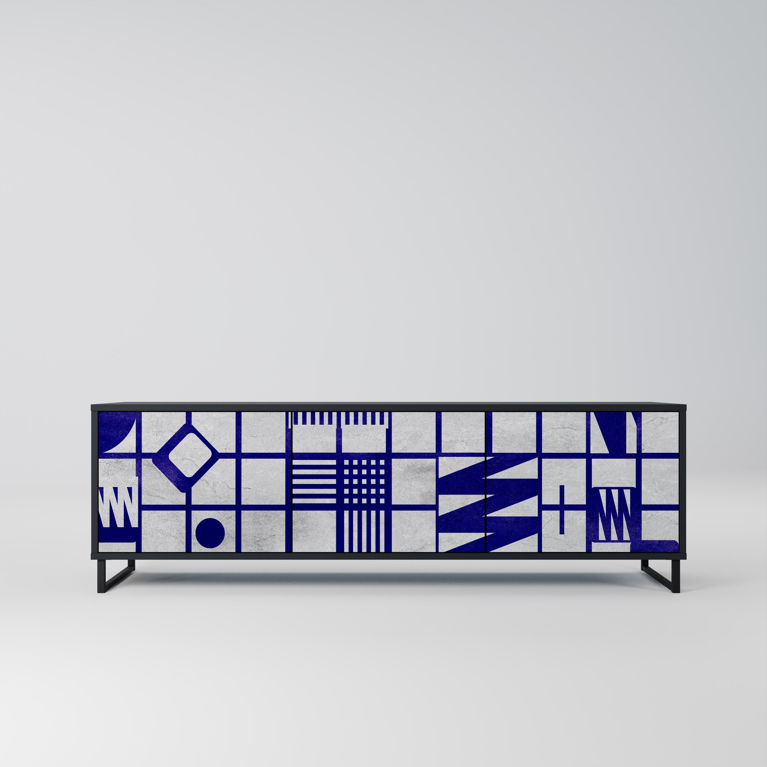 THE RIGHT PLACES Móvel de TV com 3 Portas em Acabamento Preto