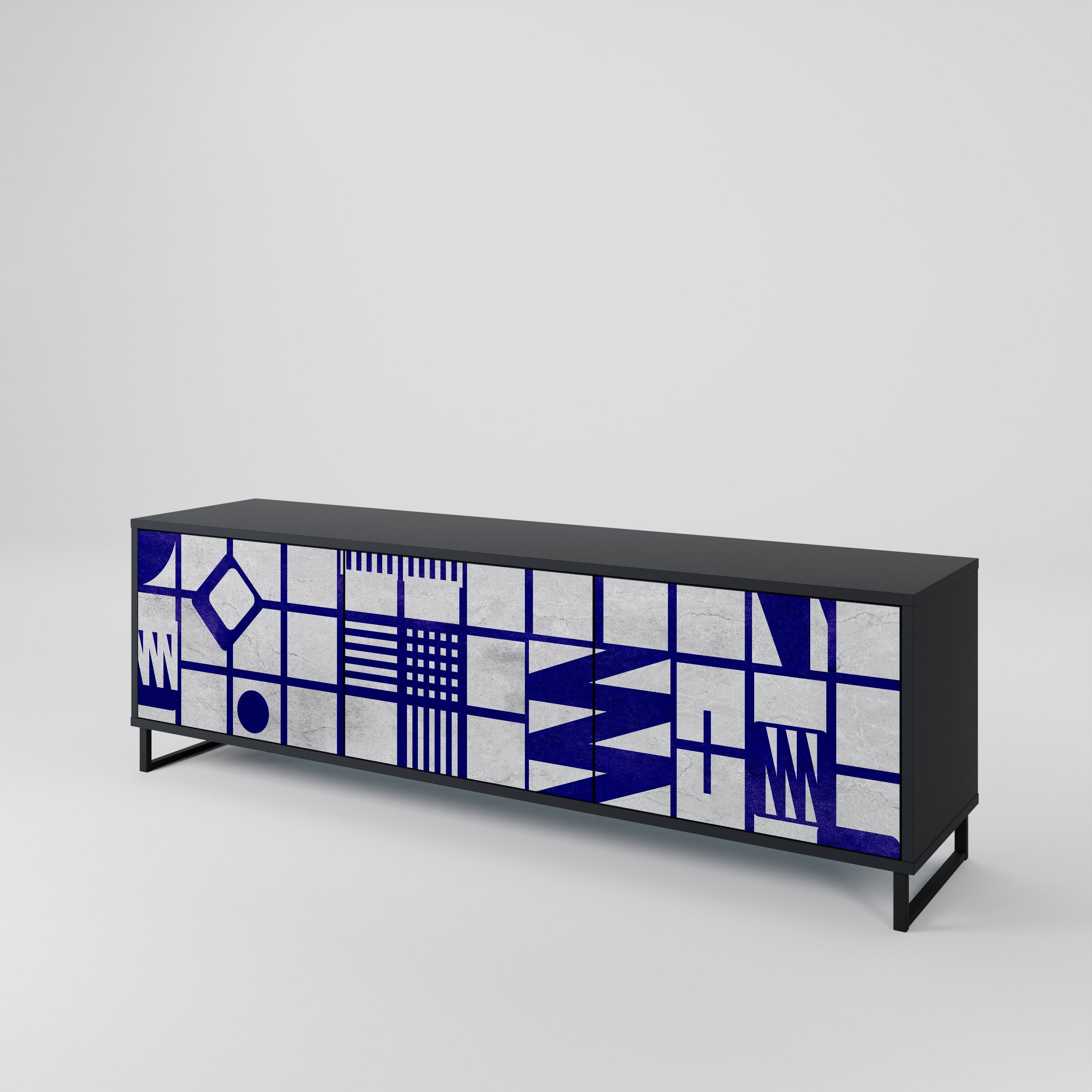 THE RIGHT PLACES Móvel de TV com 3 Portas em Acabamento Preto