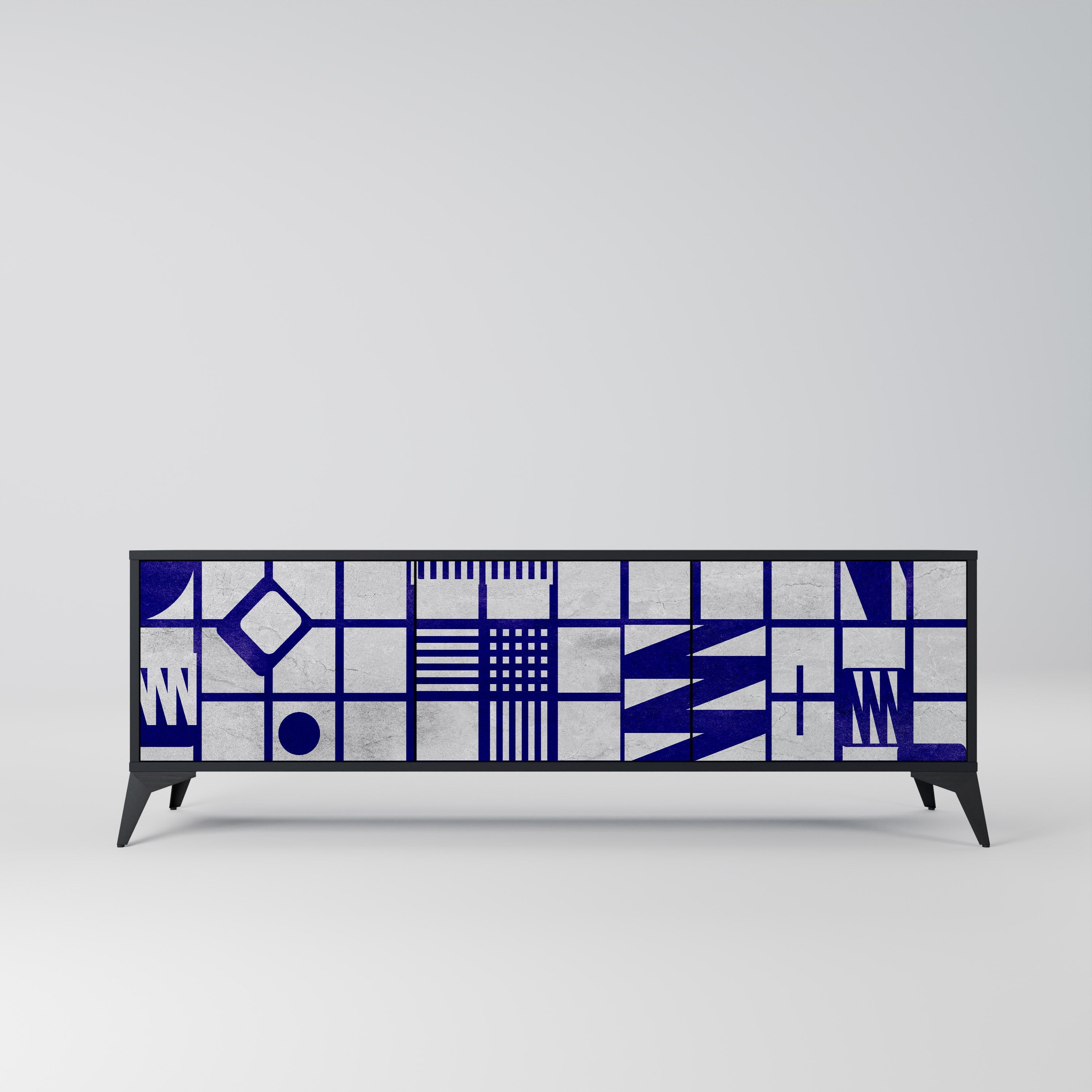 THE RIGHT PLACES Móvel de TV com 3 Portas em Acabamento Preto