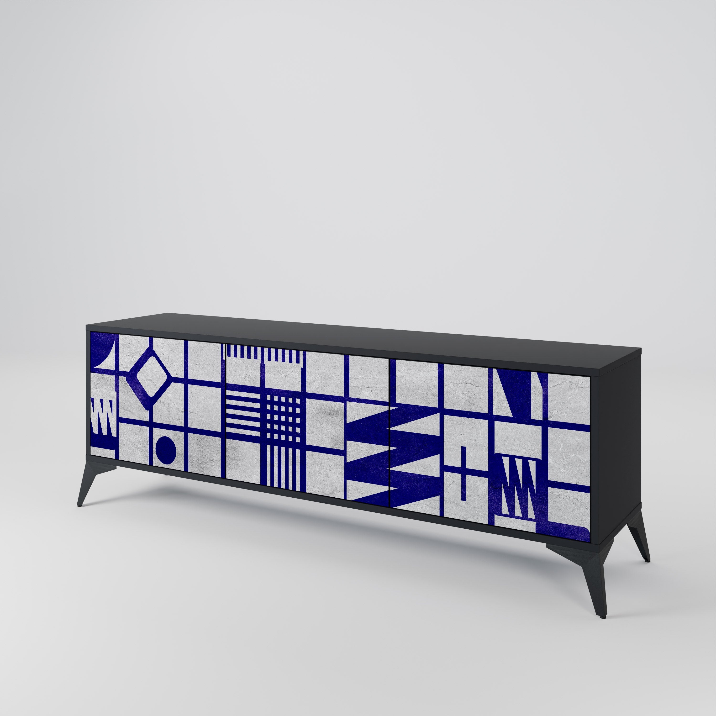 THE RIGHT PLACES Móvel de TV com 3 Portas em Acabamento Preto