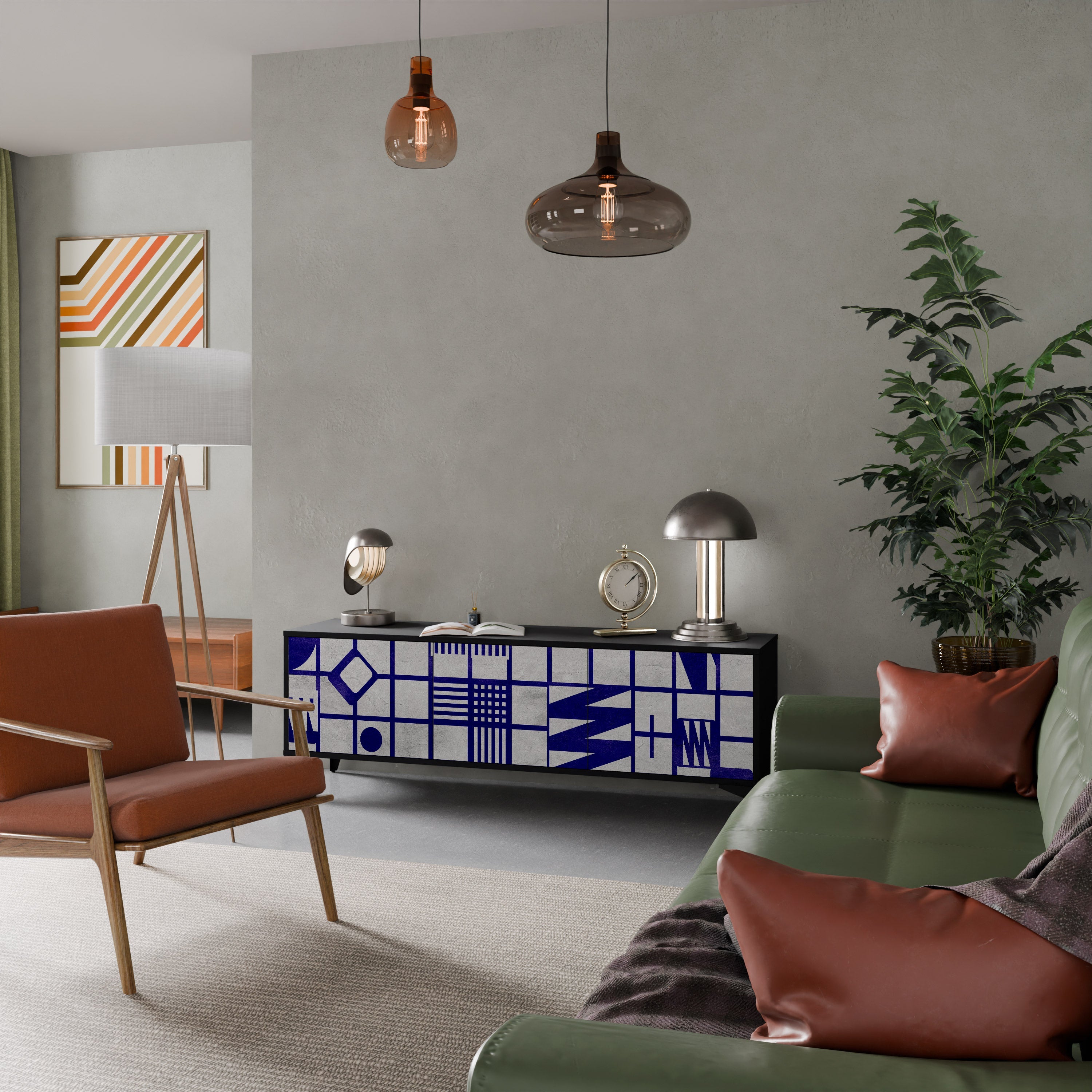 THE RIGHT PLACES Móvel de TV com 3 Portas em Acabamento Preto