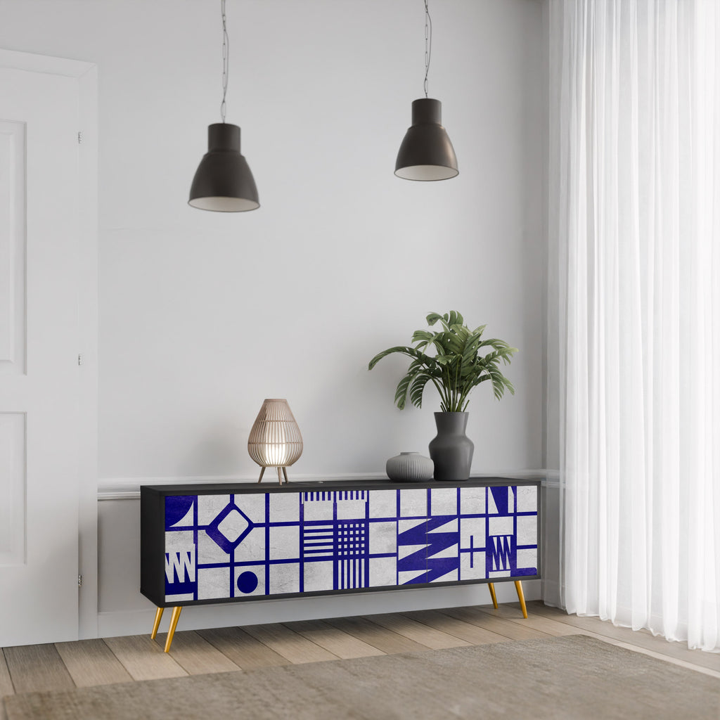 THE RIGHT PLACES Móvel de TV com 3 Portas em Acabamento Preto