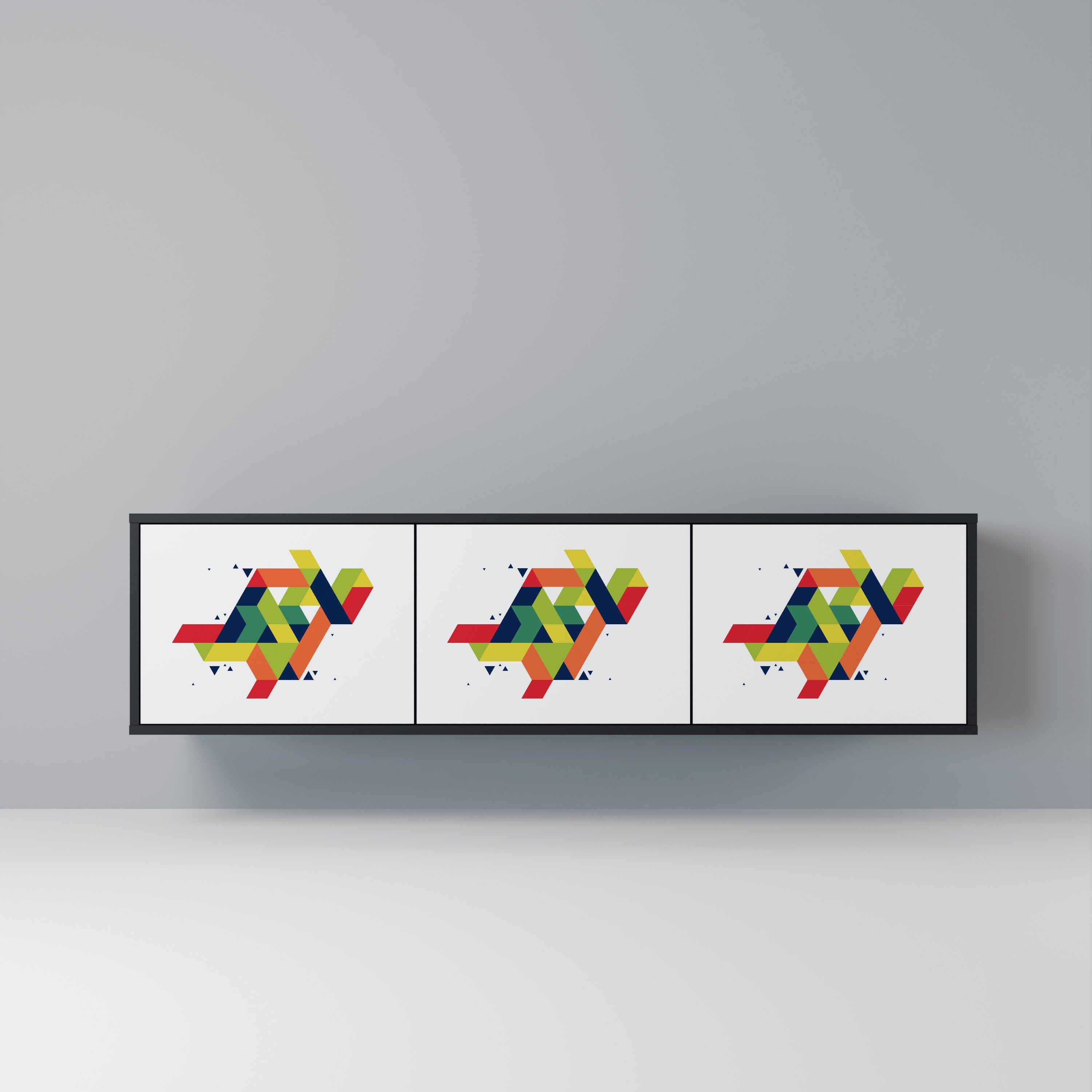 FUTURE SIGN Móvel de TV com 3 Portas em Acabamento Preto