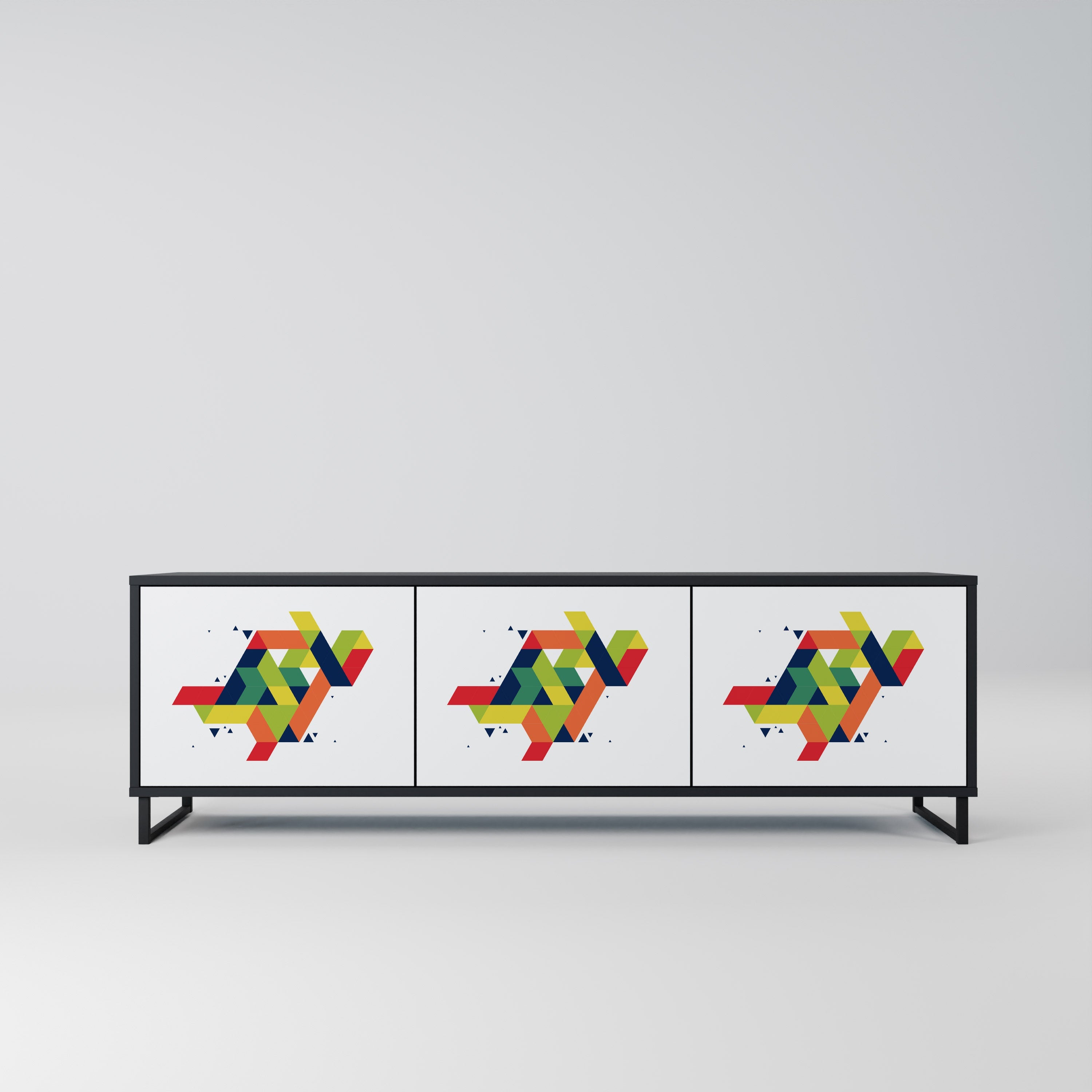 FUTURE SIGN Móvel de TV com 3 Portas em Acabamento Preto