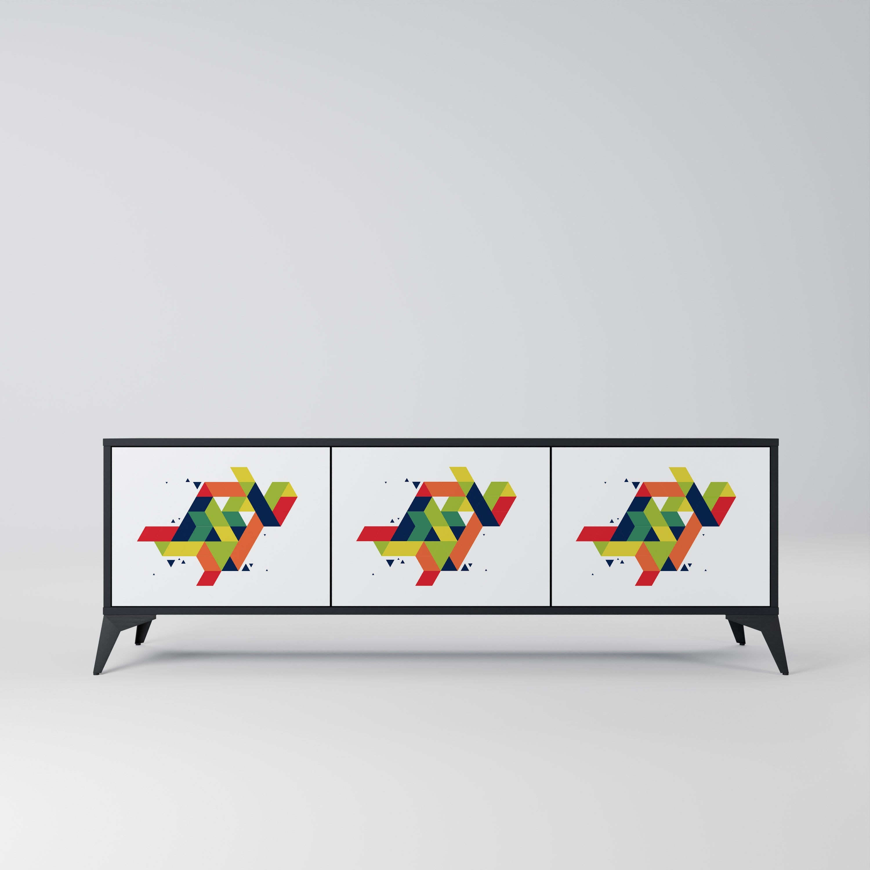 FUTURE SIGN Móvel de TV com 3 Portas em Acabamento Preto