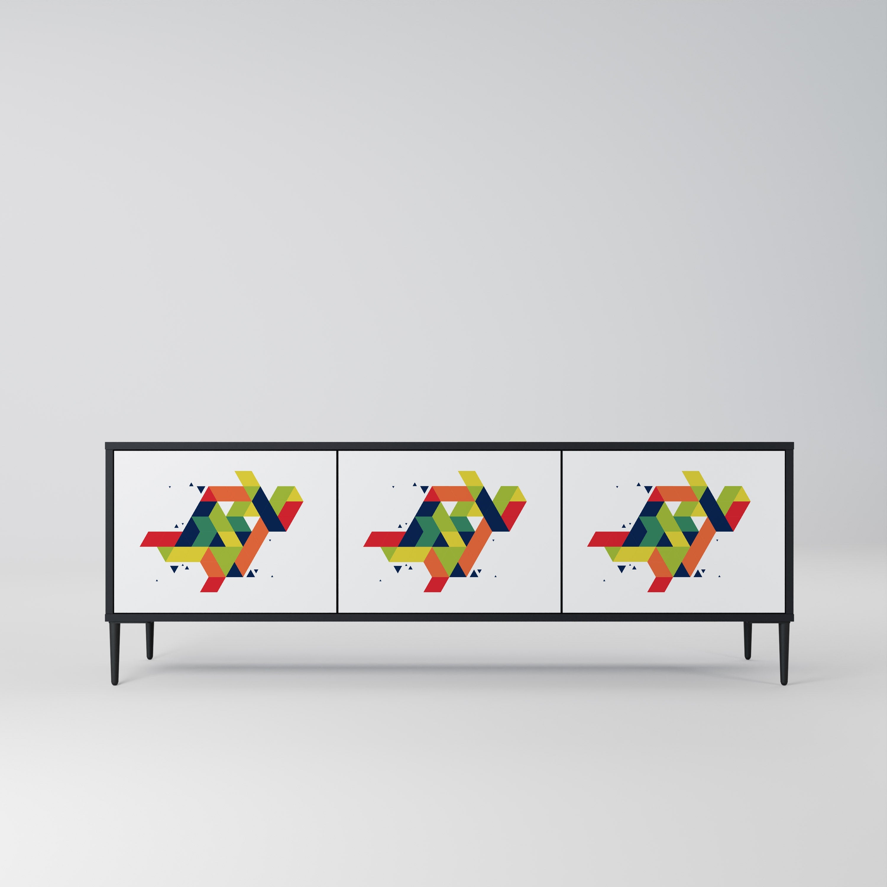 FUTURE SIGN Móvel de TV com 3 Portas em Acabamento Preto