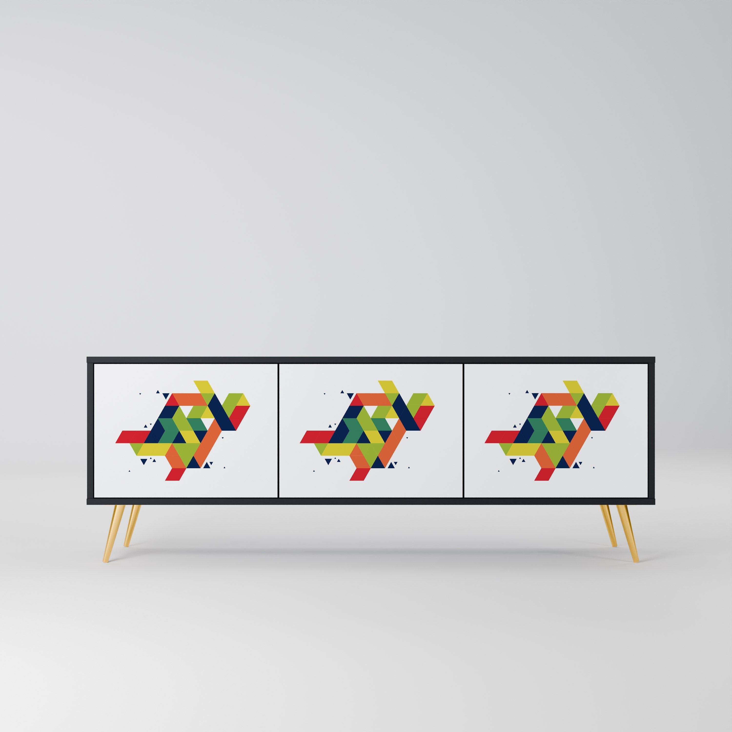 FUTURE SIGN Móvel de TV com 3 Portas em Acabamento Preto