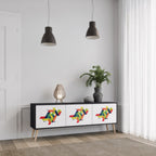 FUTURE SIGN 3-Door TV Stand in Black Finish