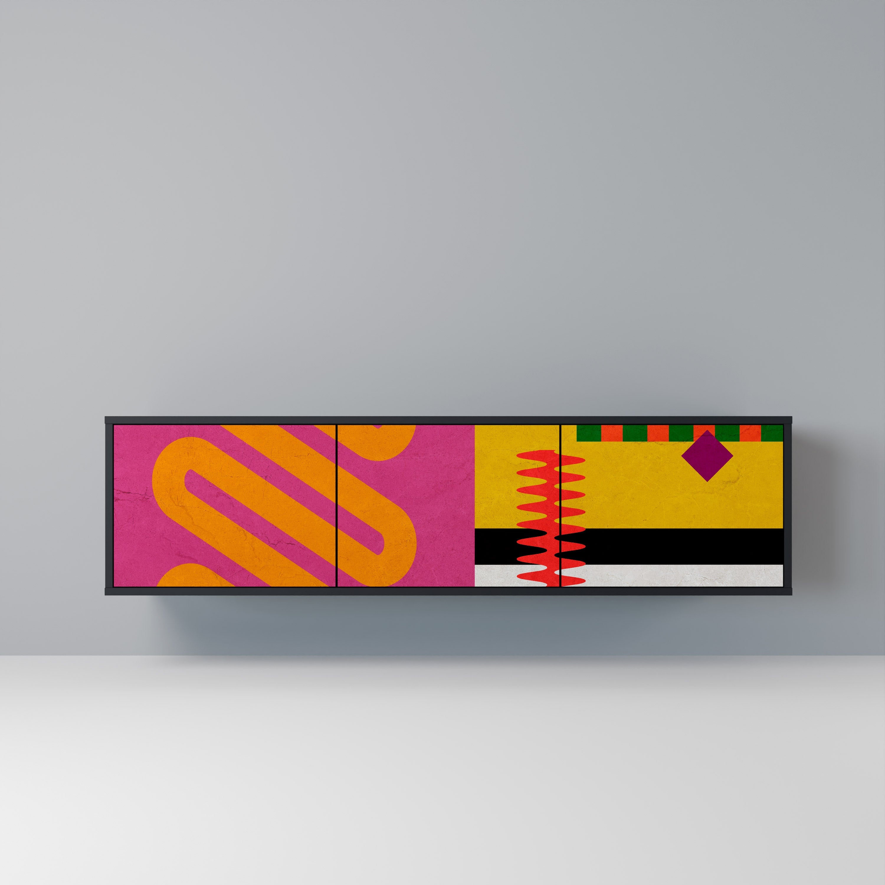 VIVID ART Móvel de TV com 3 Portas em Acabamento Preto