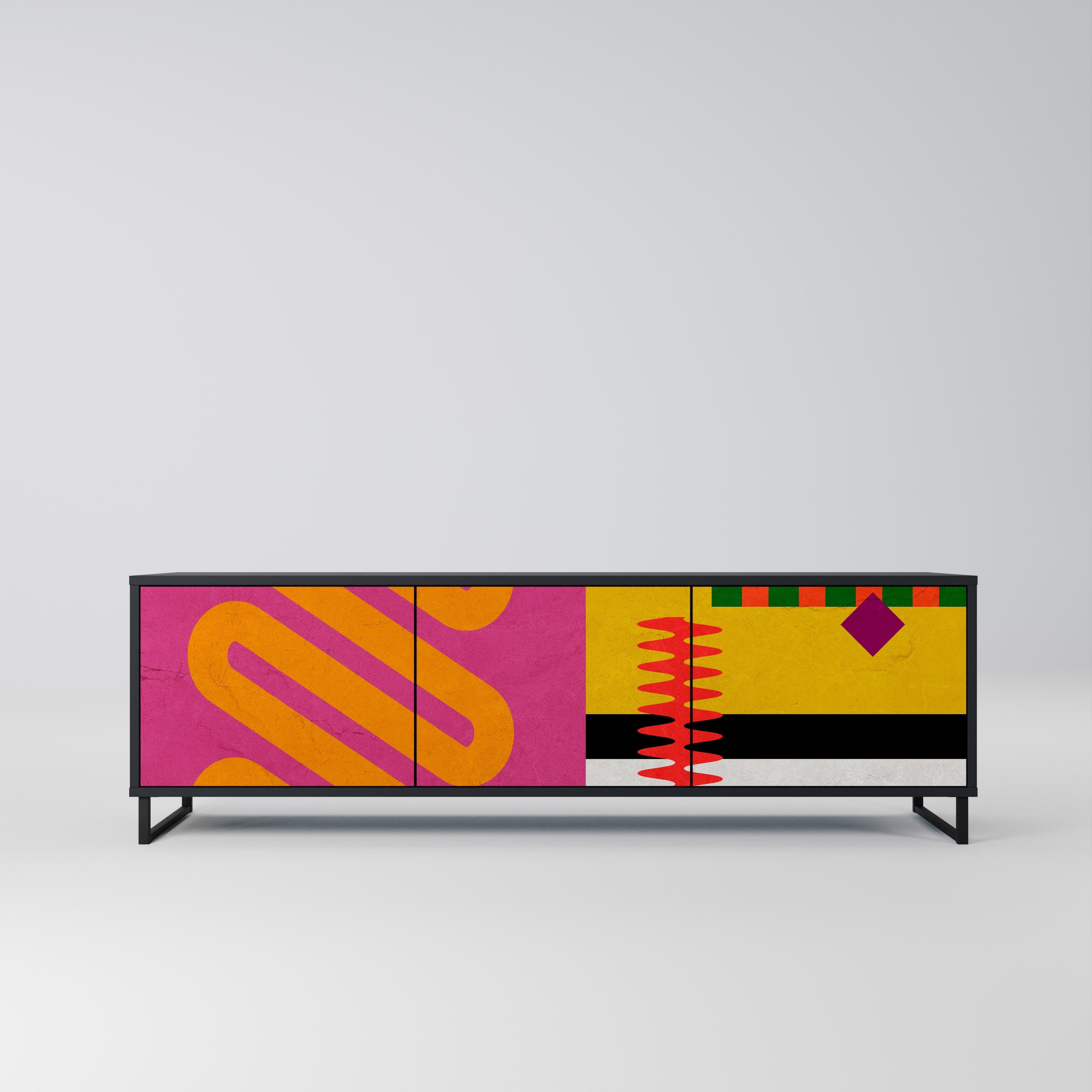 VIVID ART Móvel de TV com 3 Portas em Acabamento Preto