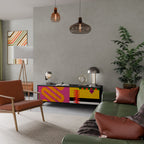 VIVID ART 3-Door TV Stand in Black Finish