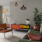 VIVID ART 3-Door TV Stand in Black Finish