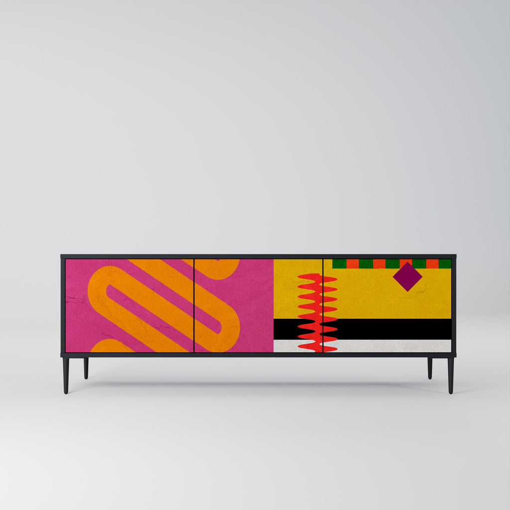 VIVID ART 3-Door TV Stand in Black Finish