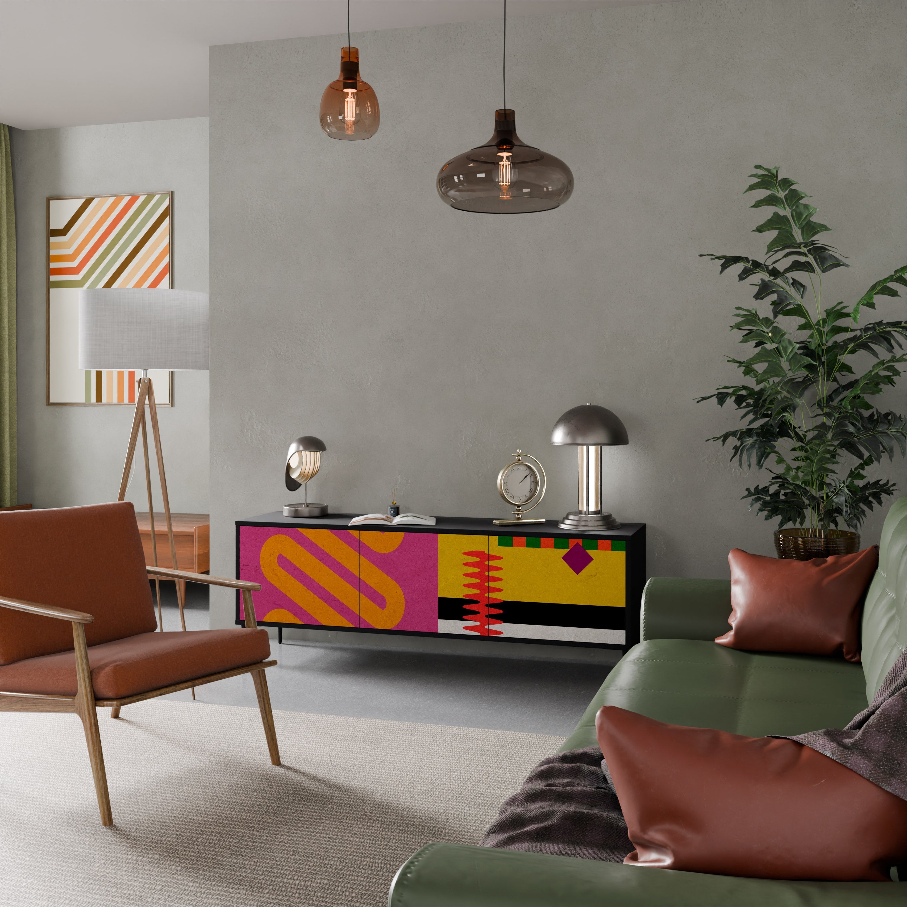 VIVID ART Móvel de TV com 3 Portas em Acabamento Preto