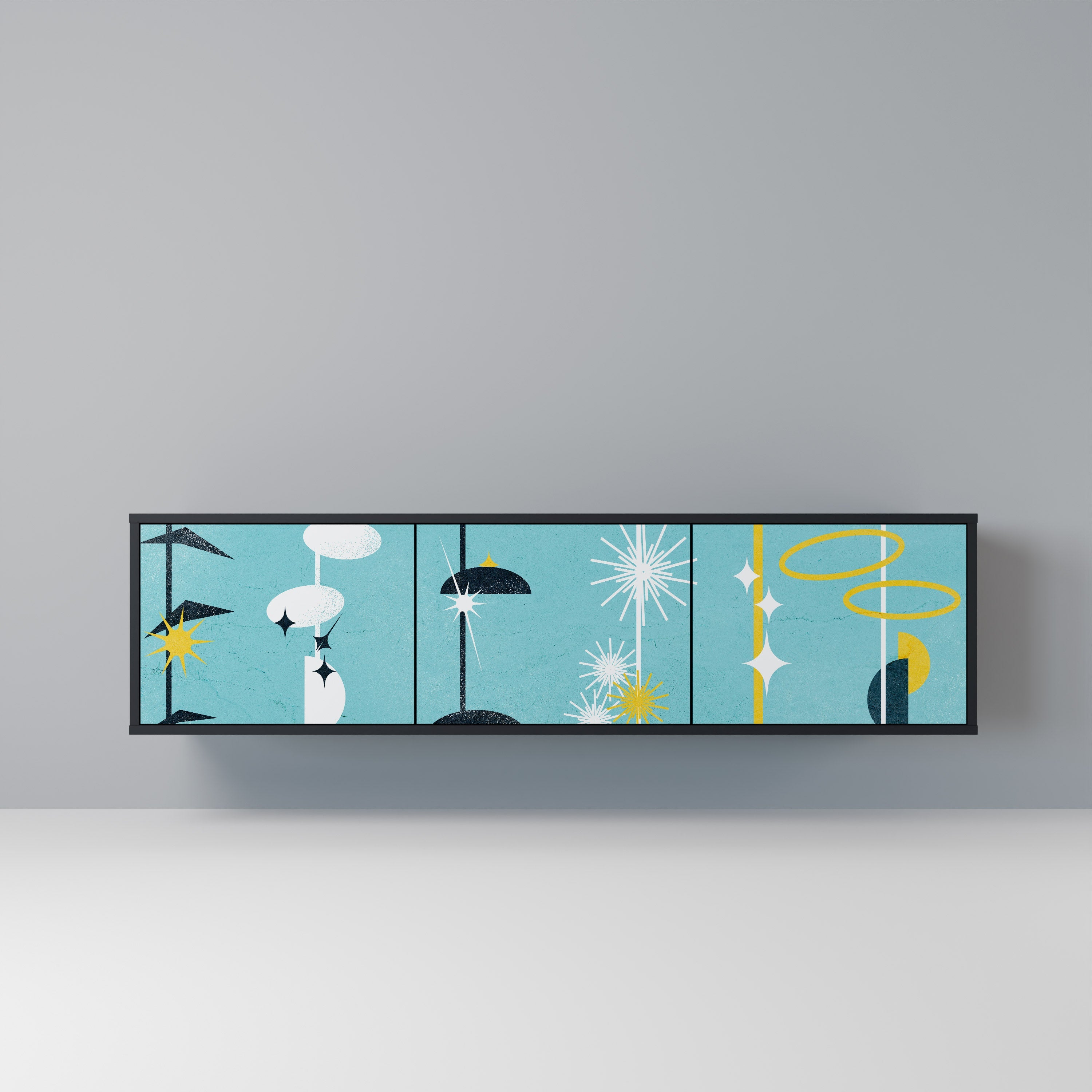 PATHS TO HAPPINESS Móvel de TV com 3 Portas em Acabamento Preto