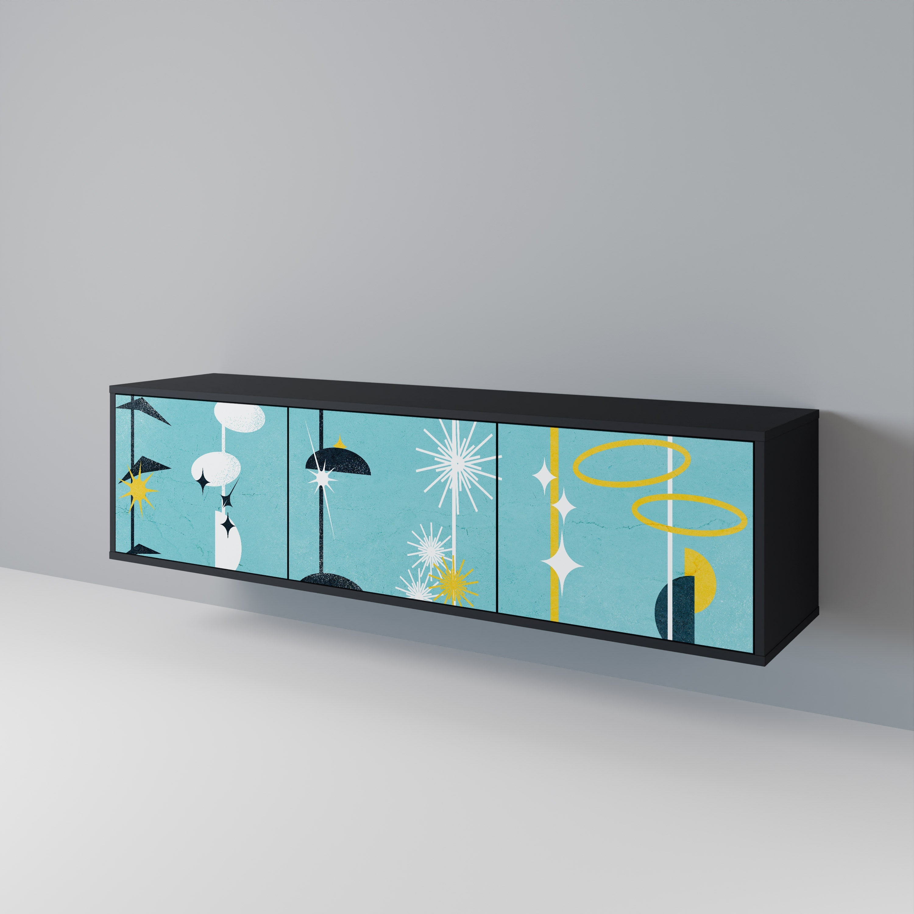 PATHS TO HAPPINESS Móvel de TV com 3 Portas em Acabamento Preto