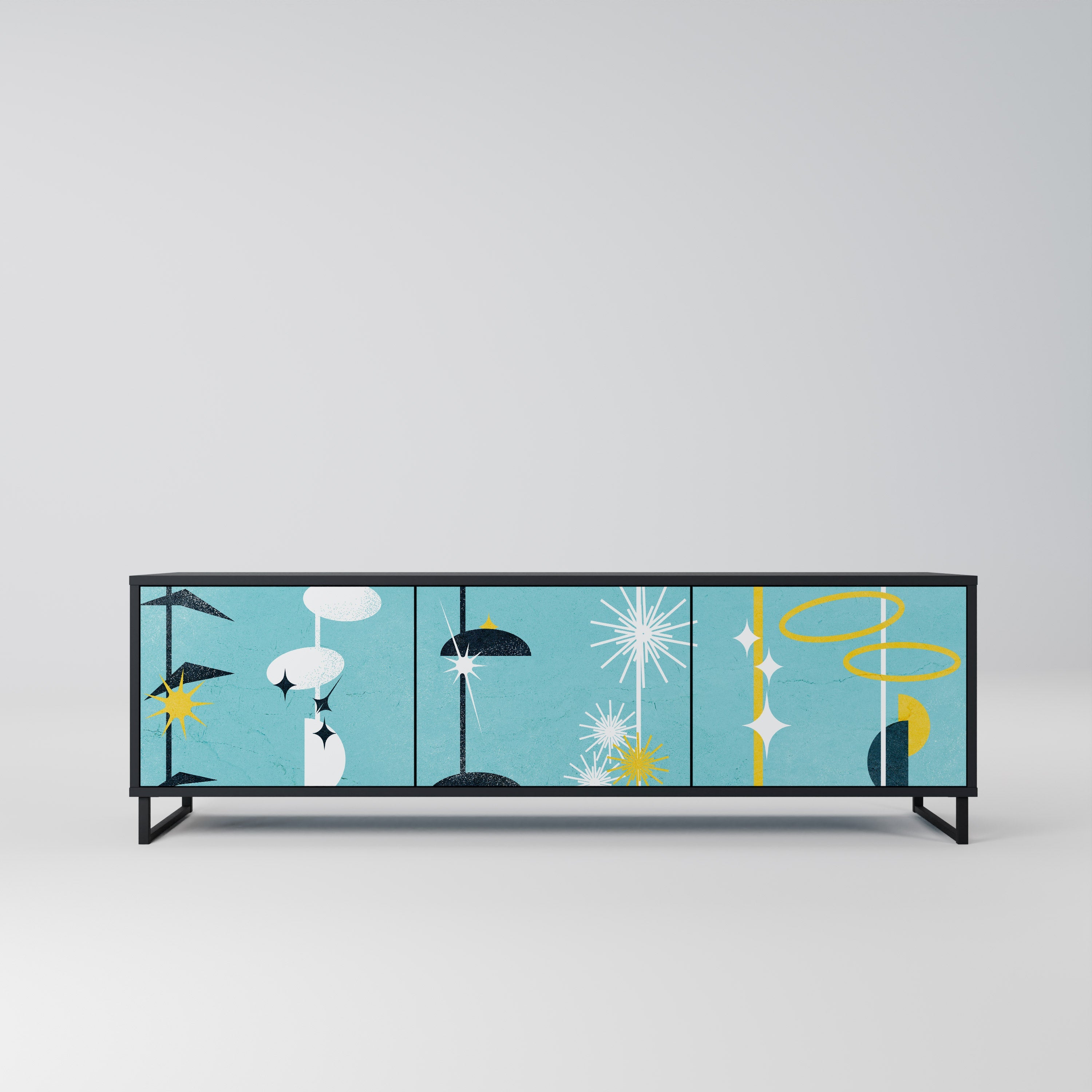 PATHS TO HAPPINESS Móvel de TV com 3 Portas em Acabamento Preto