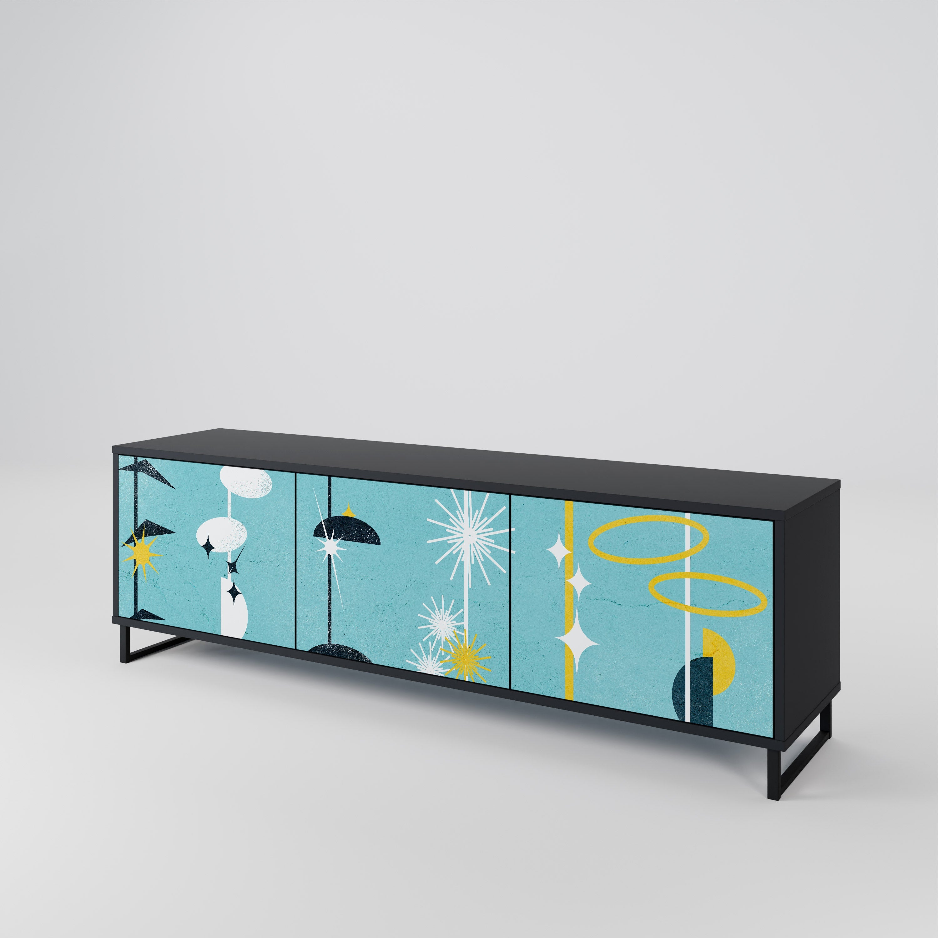 PATHS TO HAPPINESS Móvel de TV com 3 Portas em Acabamento Preto