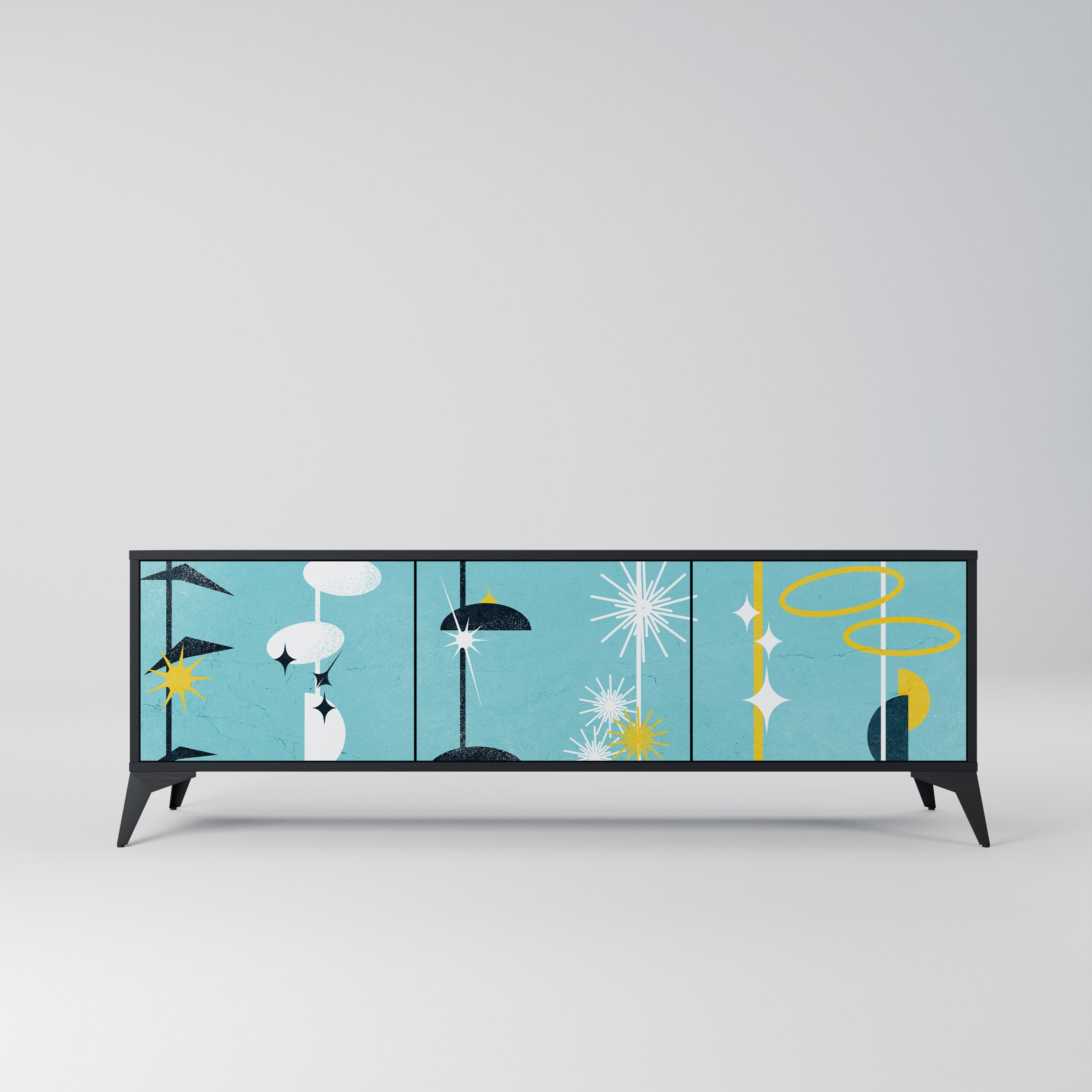 PATHS TO HAPPINESS Móvel de TV com 3 Portas em Acabamento Preto