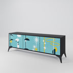 PATHS TO HAPPINESS Móvel de TV com 3 Portas em Acabamento Preto