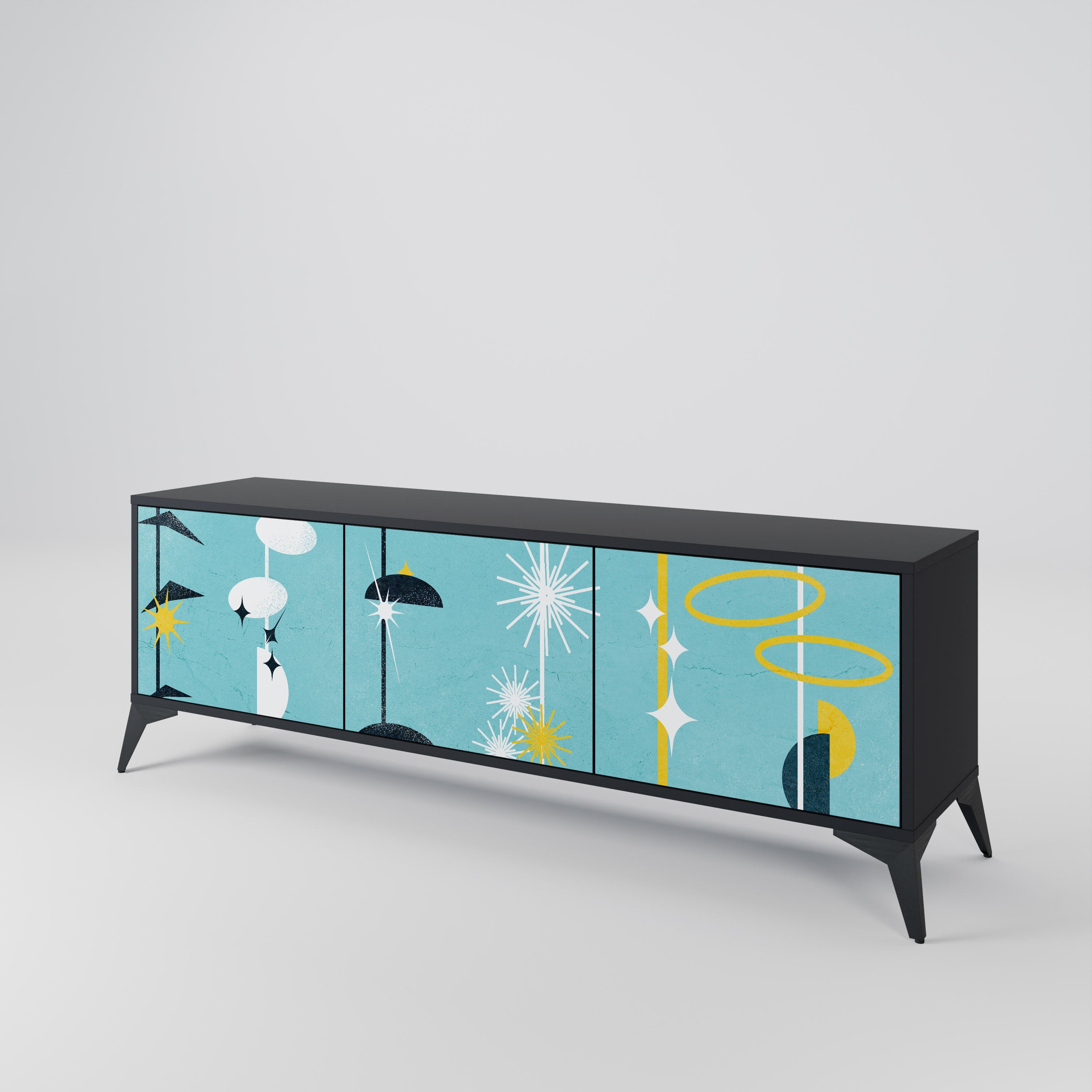 PATHS TO HAPPINESS Móvel de TV com 3 Portas em Acabamento Preto