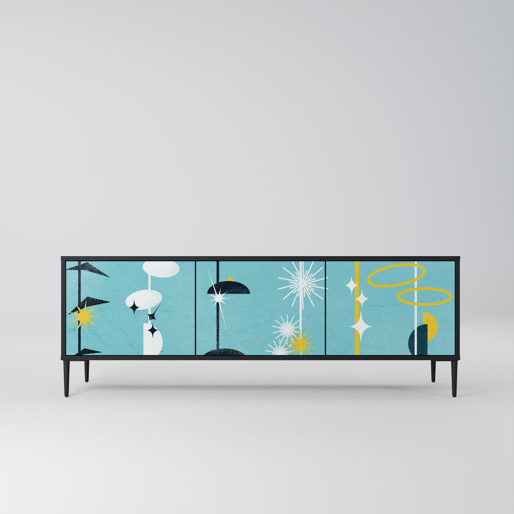 PATHS TO HAPPINESS Móvel de TV com 3 Portas em Acabamento Preto