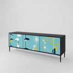 PATHS TO HAPPINESS Móvel de TV com 3 Portas em Acabamento Preto