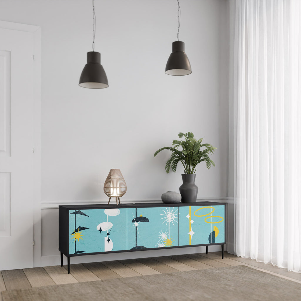 PATHS TO HAPPINESS Móvel de TV com 3 Portas em Acabamento Preto