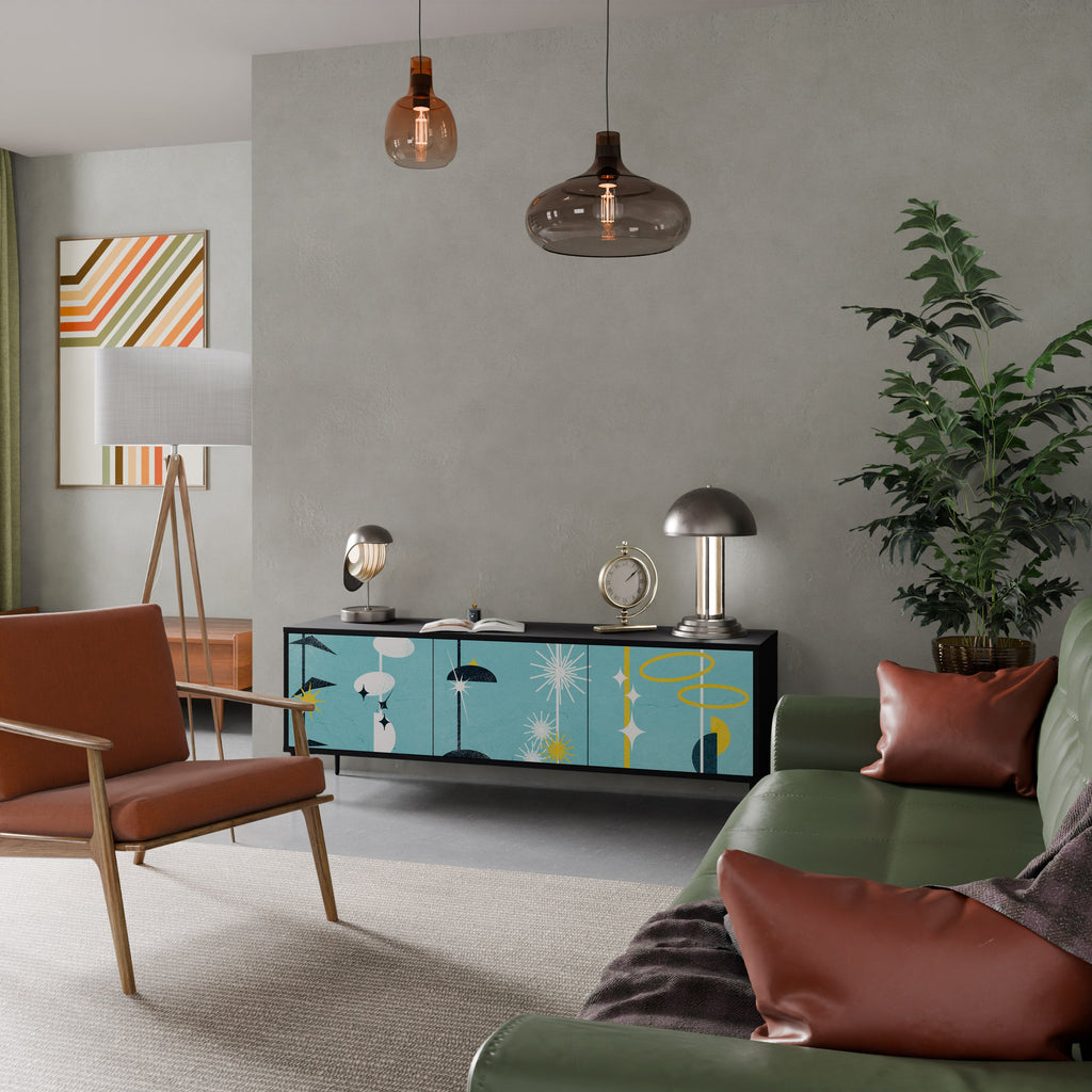 PATHS TO HAPPINESS Móvel de TV com 3 Portas em Acabamento Preto