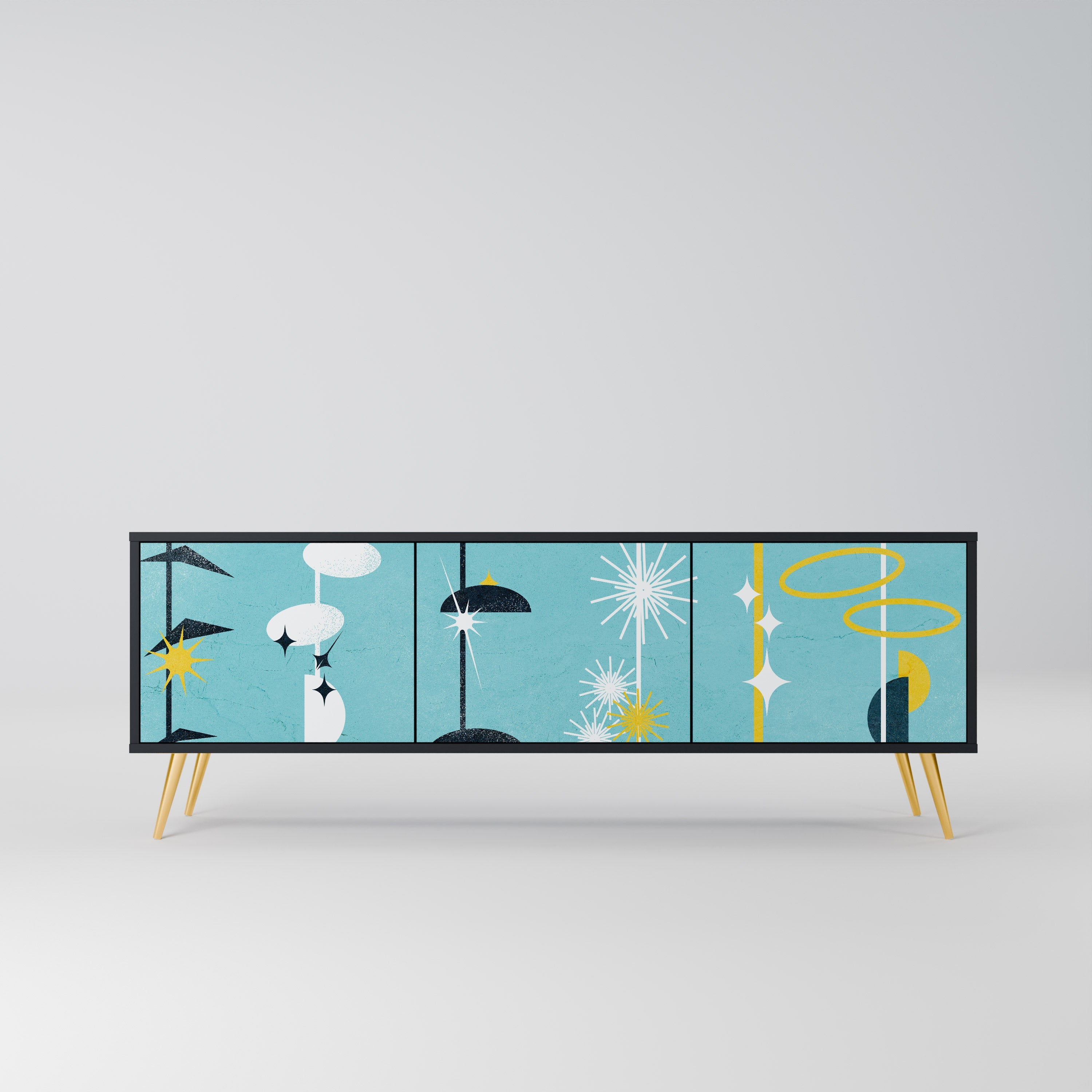 PATHS TO HAPPINESS Móvel de TV com 3 Portas em Acabamento Preto