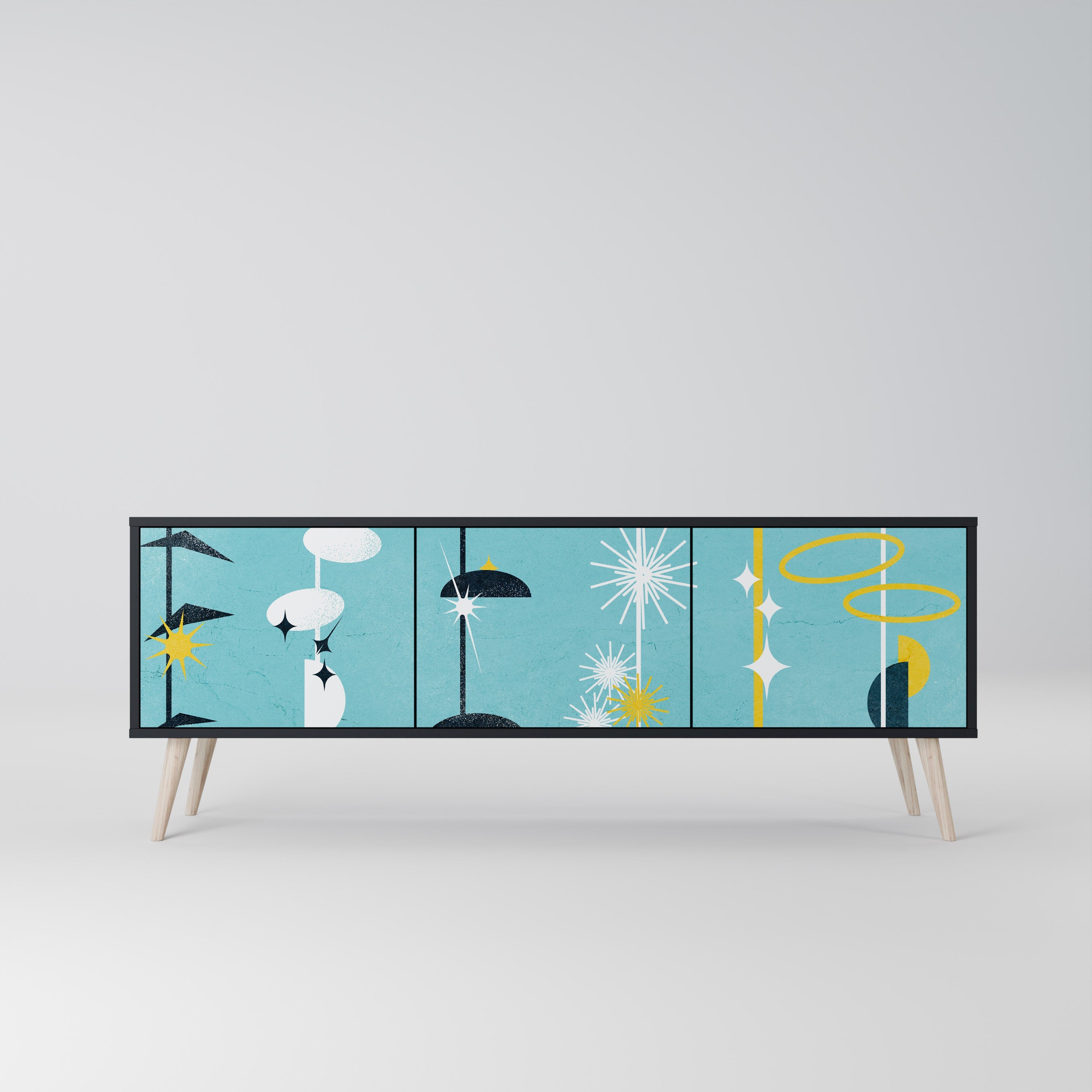 PATHS TO HAPPINESS Móvel de TV com 3 Portas em Acabamento Preto