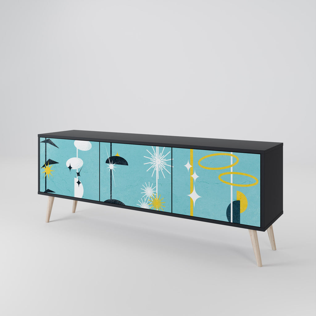 PATHS TO HAPPINESS Móvel de TV com 3 Portas em Acabamento Preto