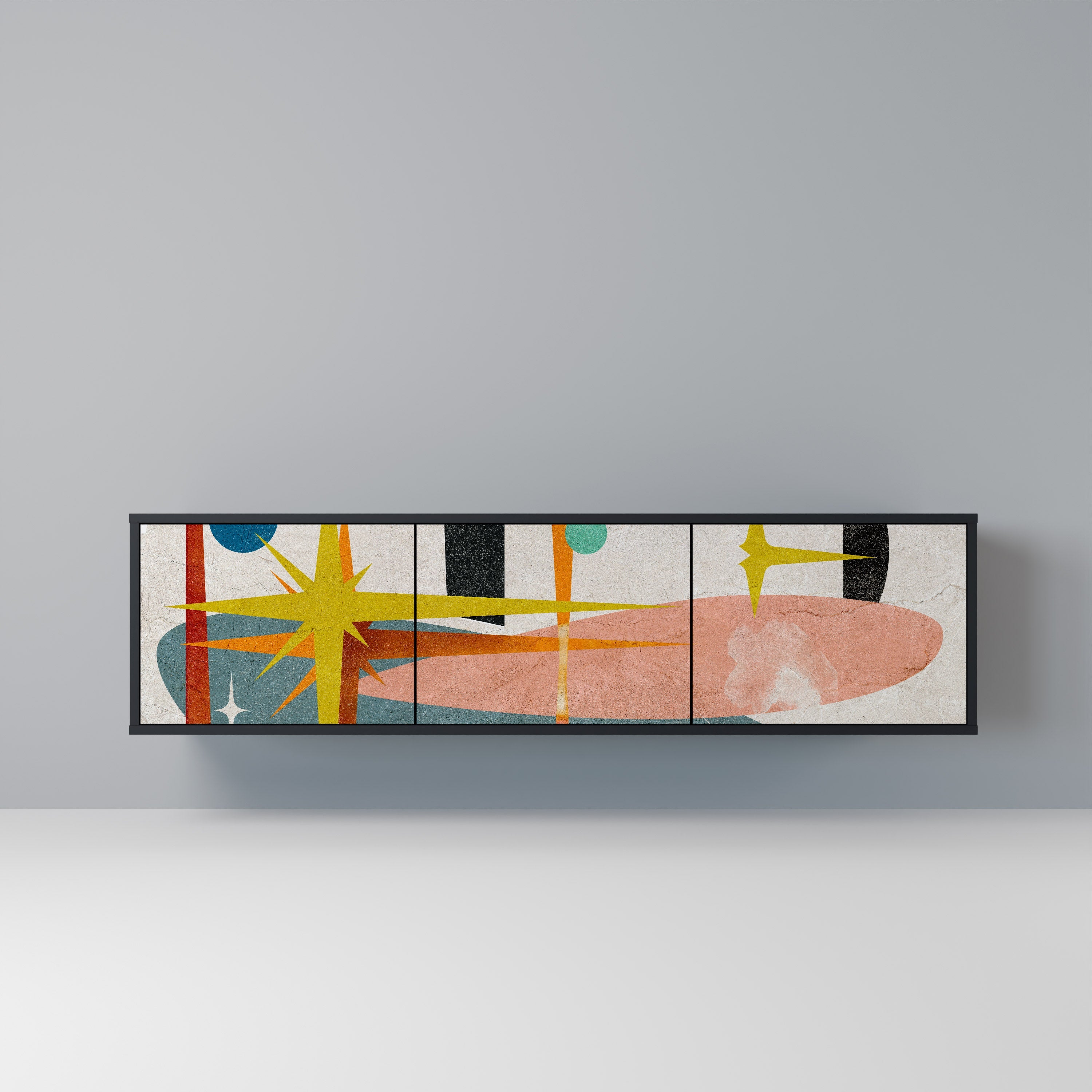 INTERSTELLAR VIBES Móvel de TV com 3 Portas em Acabamento Preto