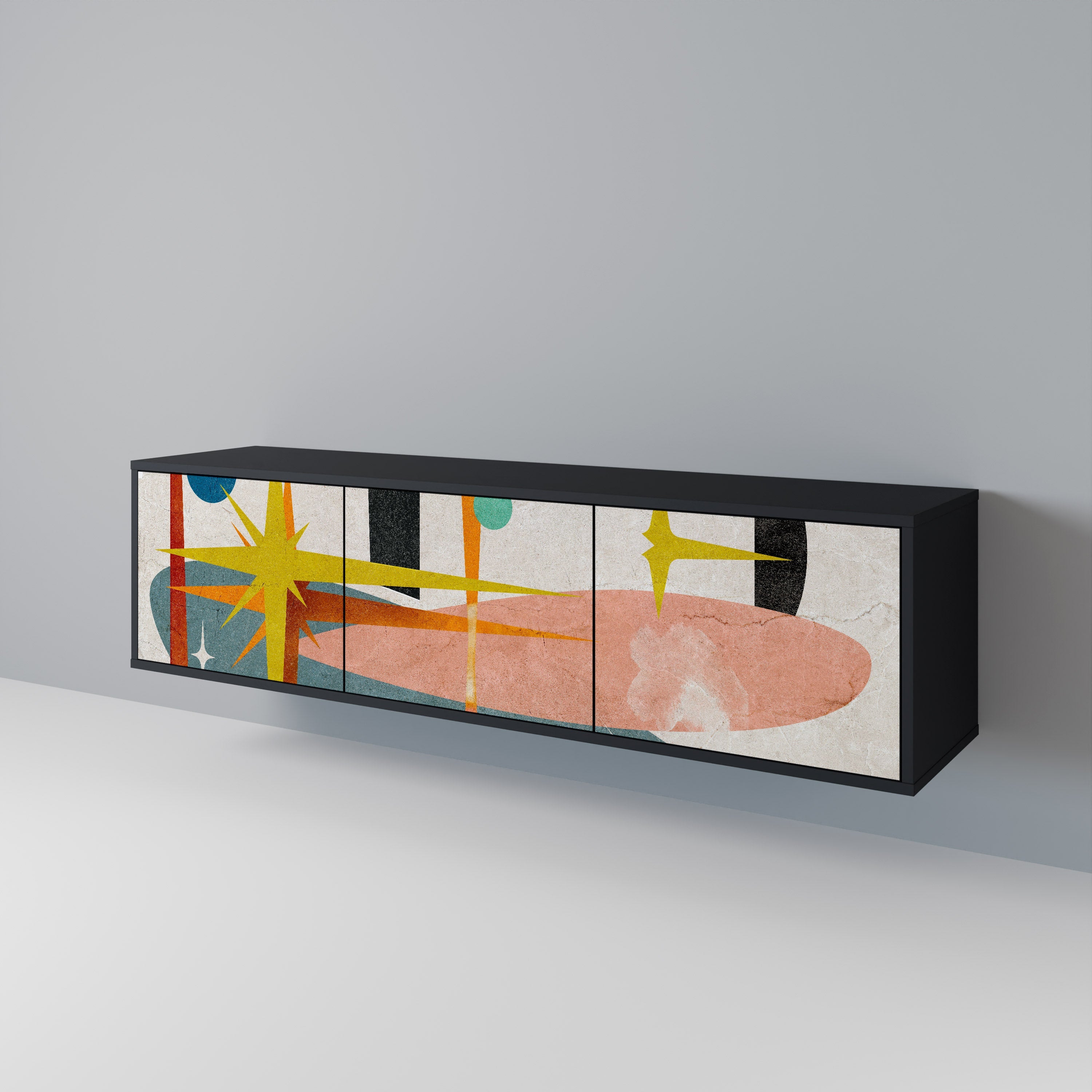 INTERSTELLAR VIBES Móvel de TV com 3 Portas em Acabamento Preto