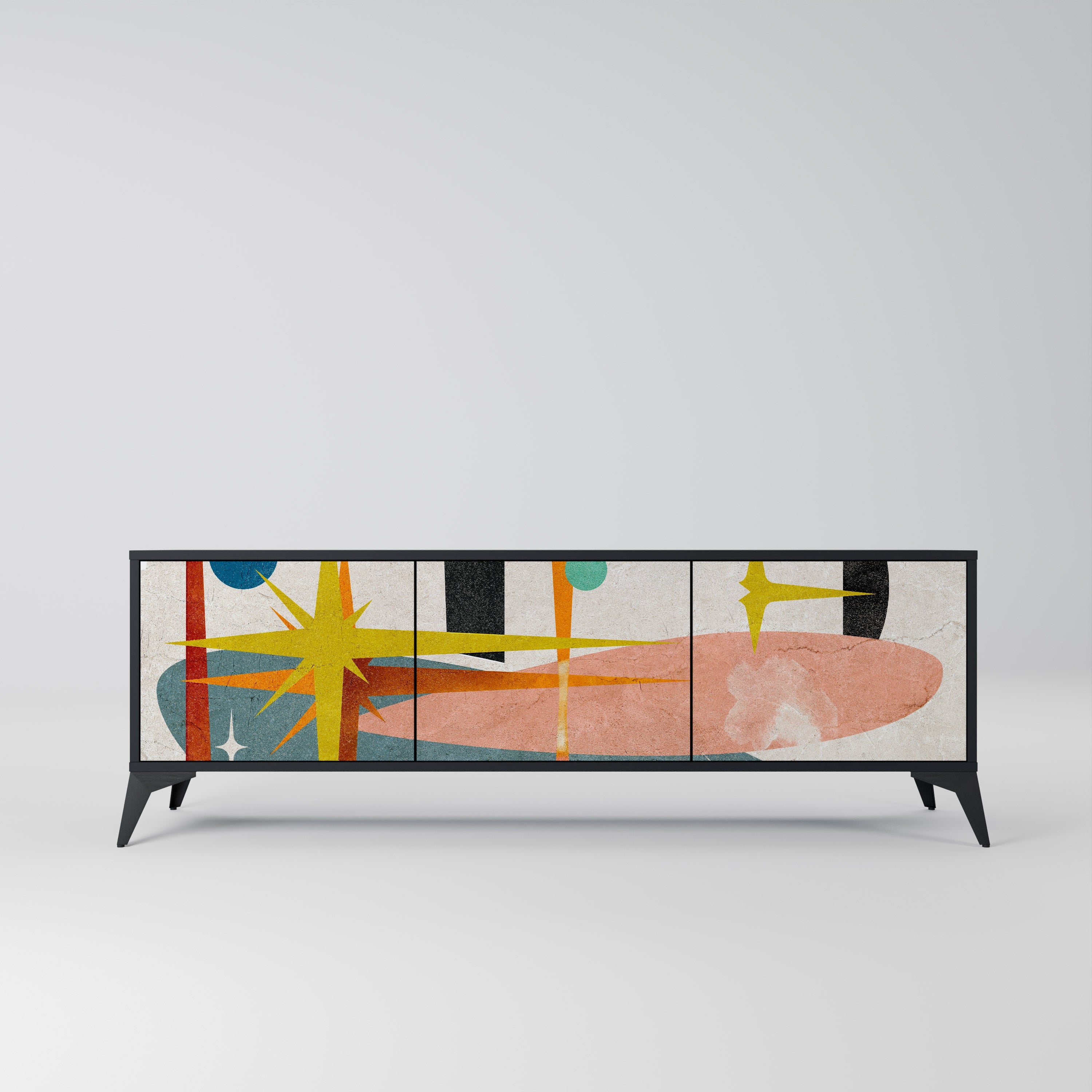 INTERSTELLAR VIBES Móvel de TV com 3 Portas em Acabamento Preto