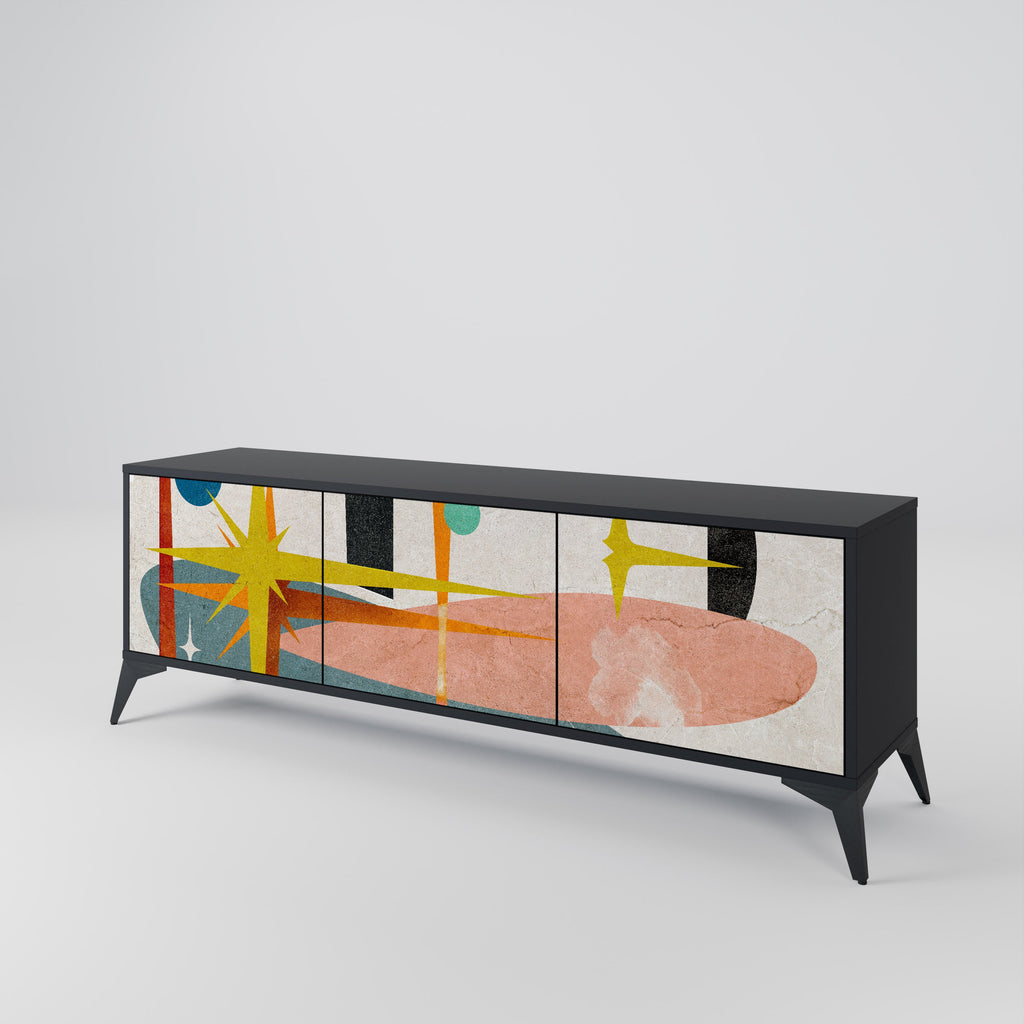 INTERSTELLAR VIBES Móvel de TV com 3 Portas em Acabamento Preto