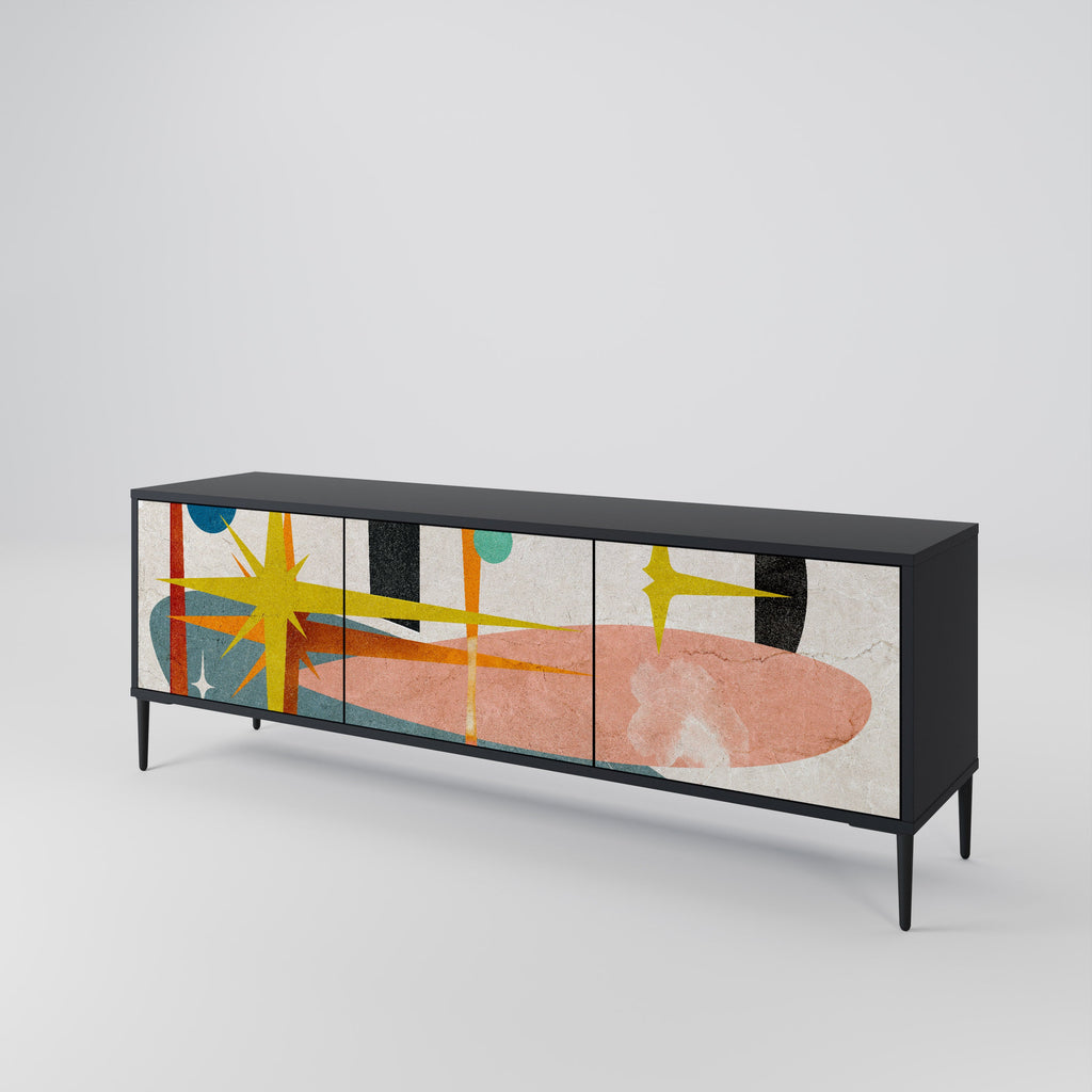 INTERSTELLAR VIBES Móvel de TV com 3 Portas em Acabamento Preto