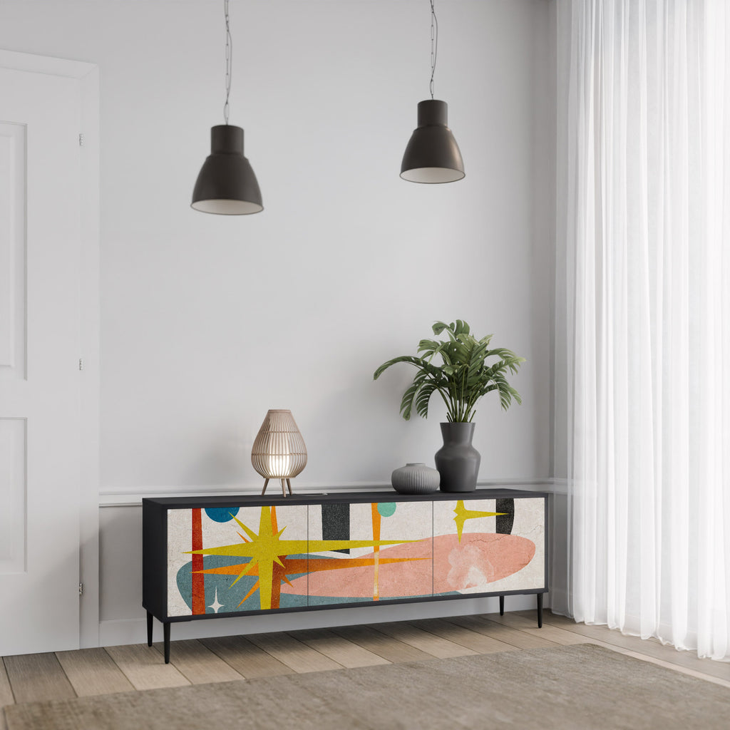 INTERSTELLAR VIBES Móvel de TV com 3 Portas em Acabamento Preto