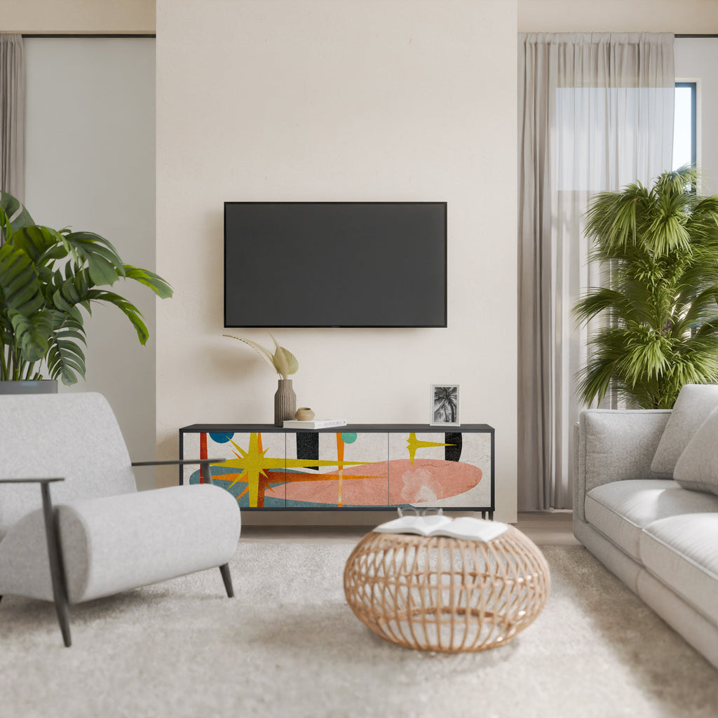 INTERSTELLAR VIBES Móvel de TV com 3 Portas em Acabamento Preto