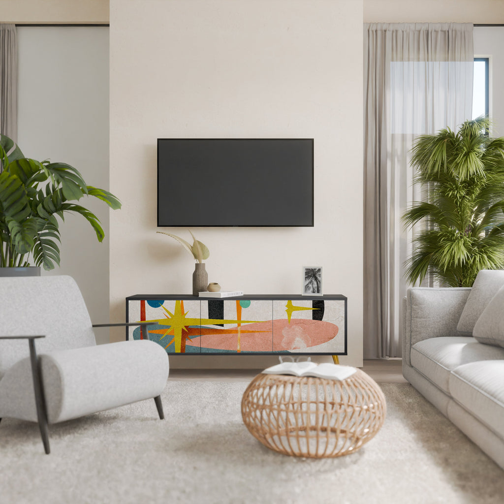 INTERSTELLAR VIBES Móvel de TV com 3 Portas em Acabamento Preto