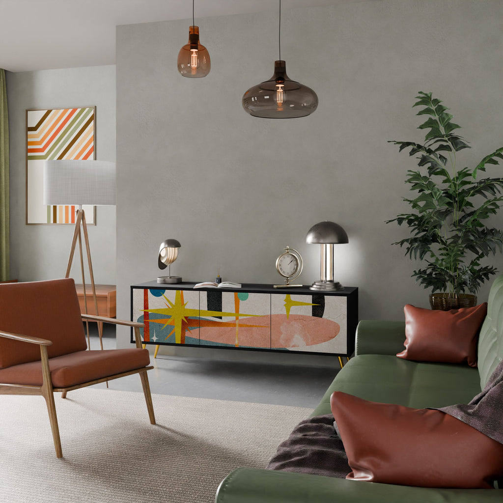 INTERSTELLAR VIBES Móvel de TV com 3 Portas em Acabamento Preto