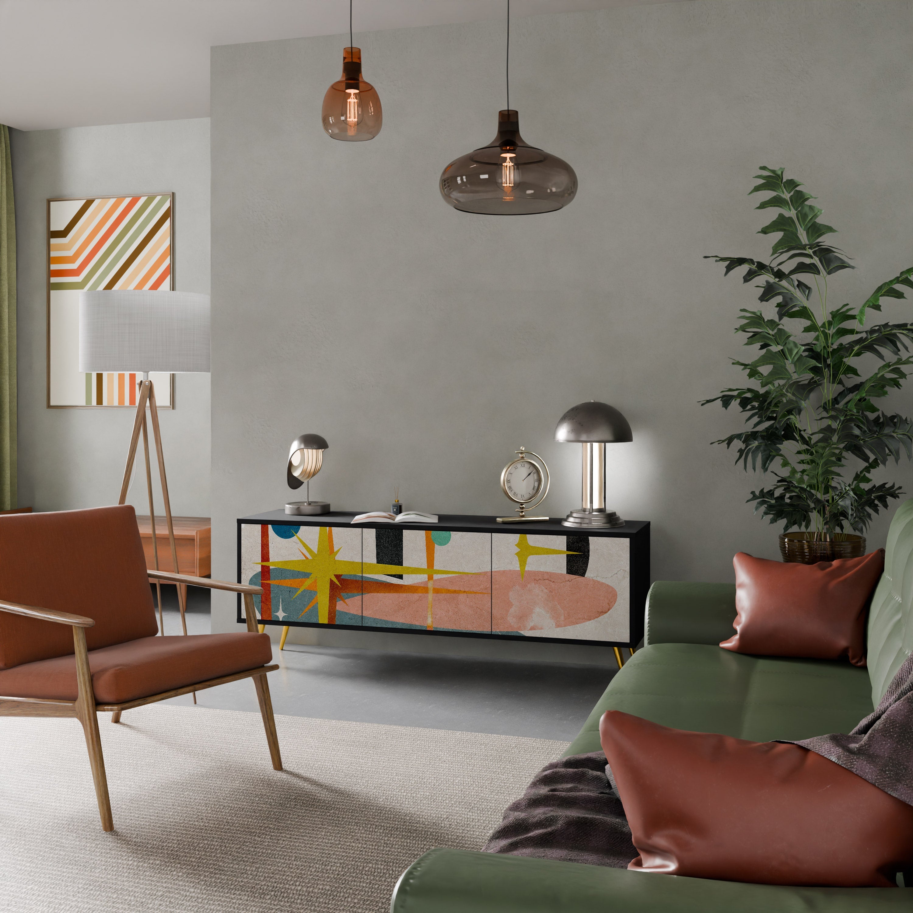 INTERSTELLAR VIBES Móvel de TV com 3 Portas em Acabamento Preto