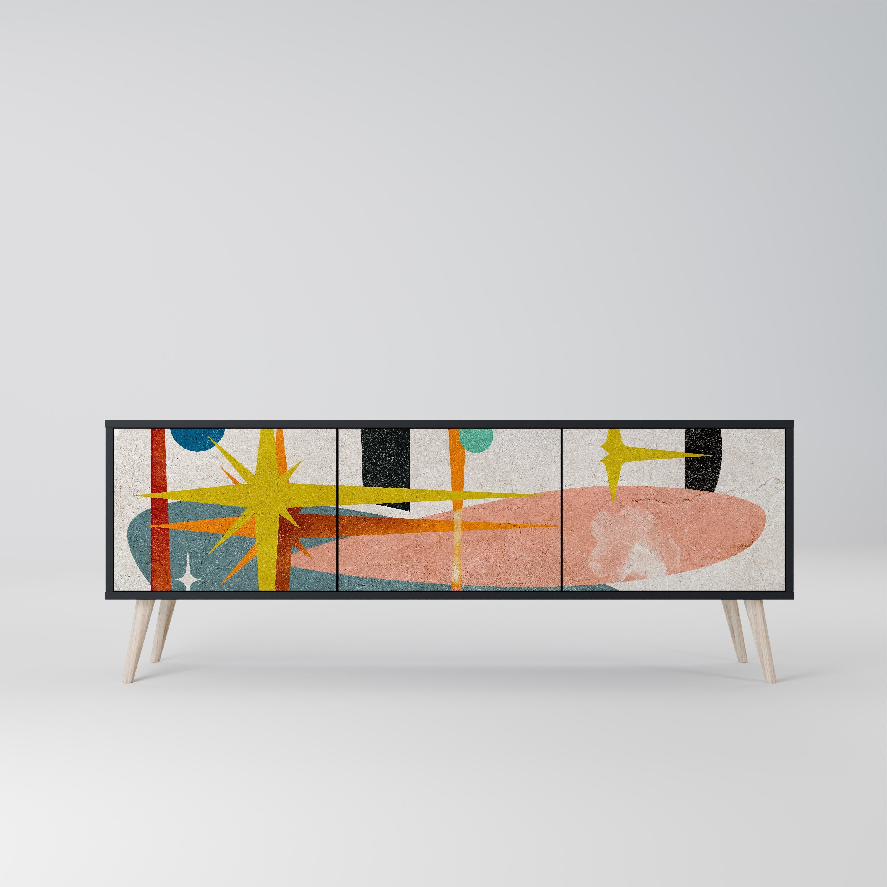 INTERSTELLAR VIBES Móvel de TV com 3 Portas em Acabamento Preto