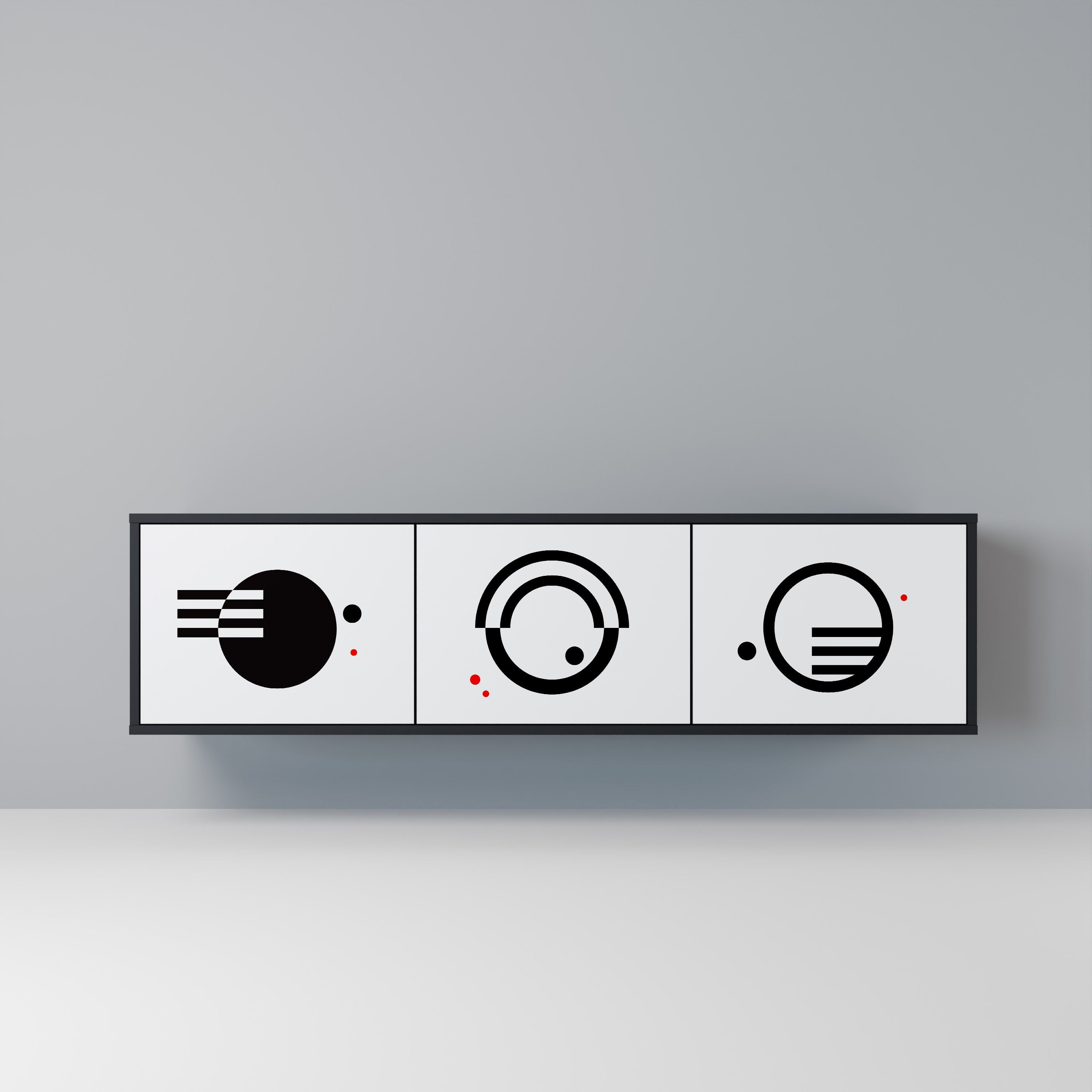 BLACK AND WHITE COMBINATION Móvel de TV com 3 Portas em Acabamento Preto