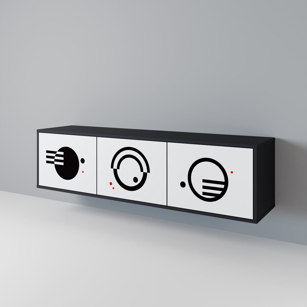 BLACK AND WHITE COMBINATION Móvel de TV com 3 Portas em Acabamento Preto