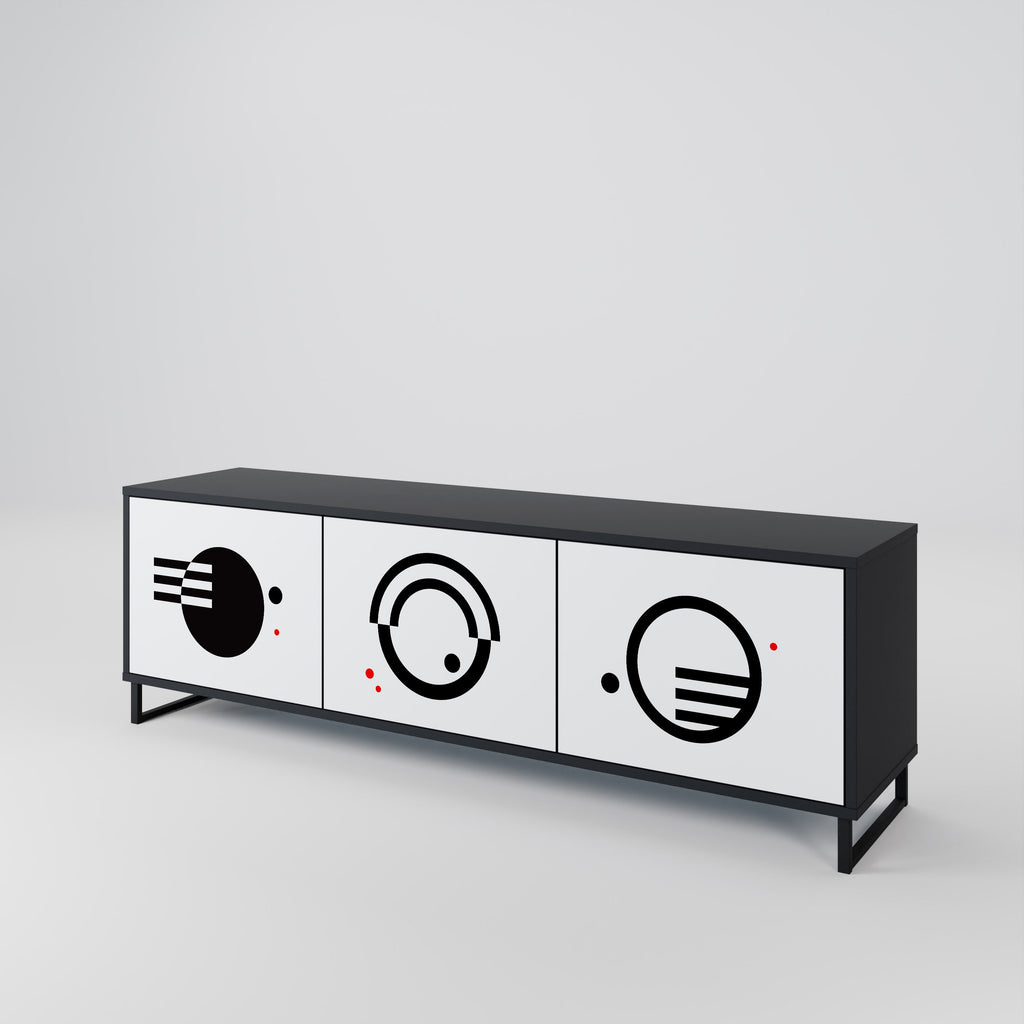 BLACK AND WHITE COMBINATION Móvel de TV com 3 Portas em Acabamento Preto