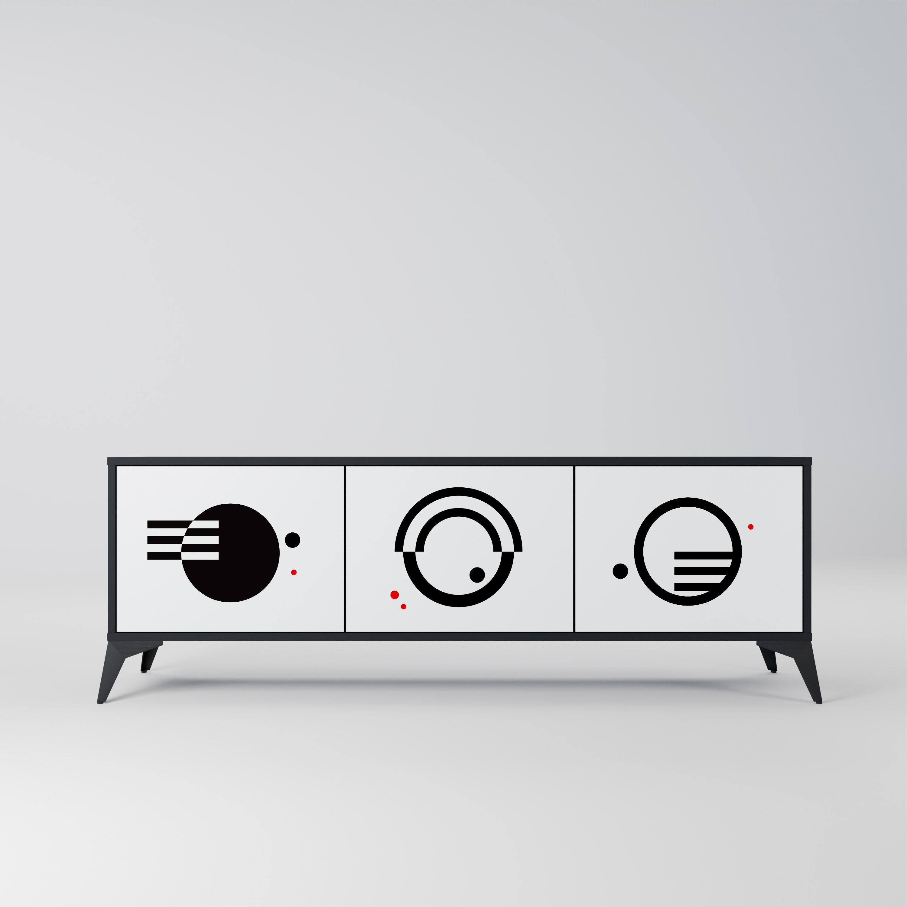 BLACK AND WHITE COMBINATION Móvel de TV com 3 Portas em Acabamento Preto