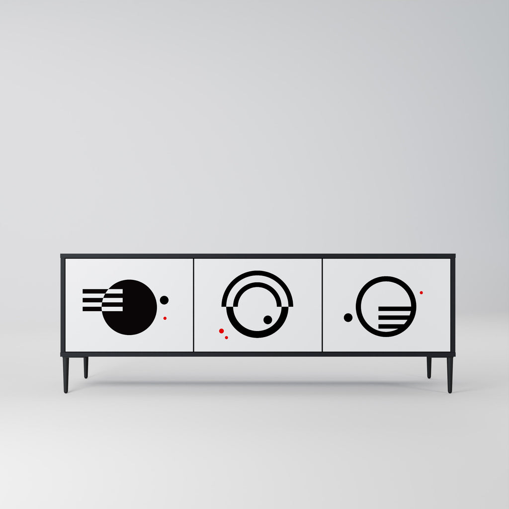 BLACK AND WHITE COMBINATION Móvel de TV com 3 Portas em Acabamento Preto