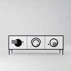 BLACK AND WHITE COMBINATION Móvel de TV com 3 Portas em Acabamento Preto